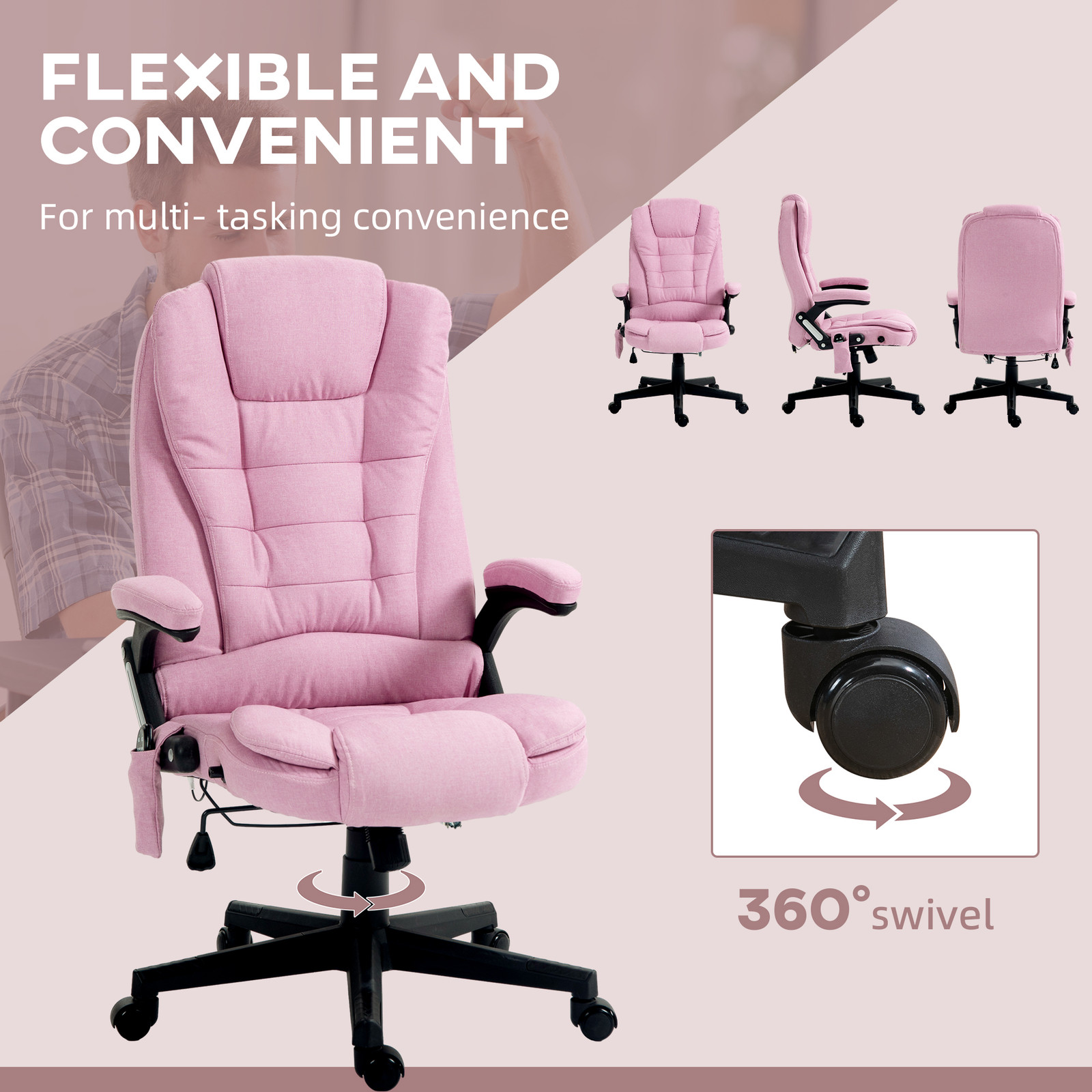 Vinsetto 6 Point Vibrating Massage Office Chair with Lumbar Heat