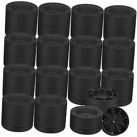 Set of 16 Round Bed Risers Heavy Duty Furniture Risers Lifts Height 1.44 Black