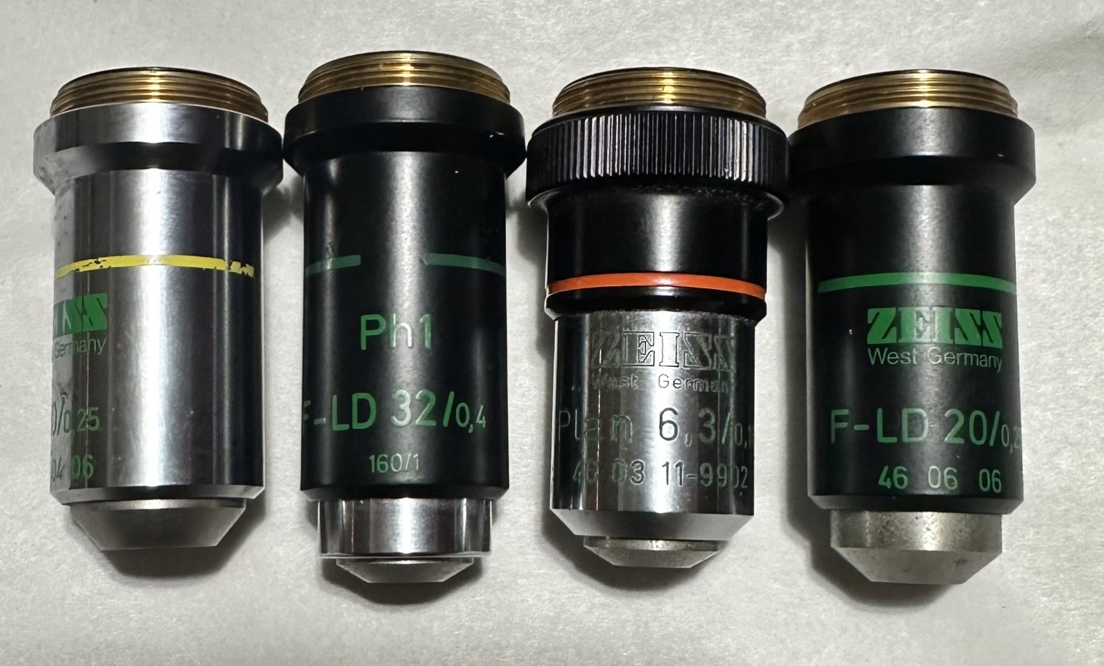 Lot of 4 ZEISS Microscope Lens