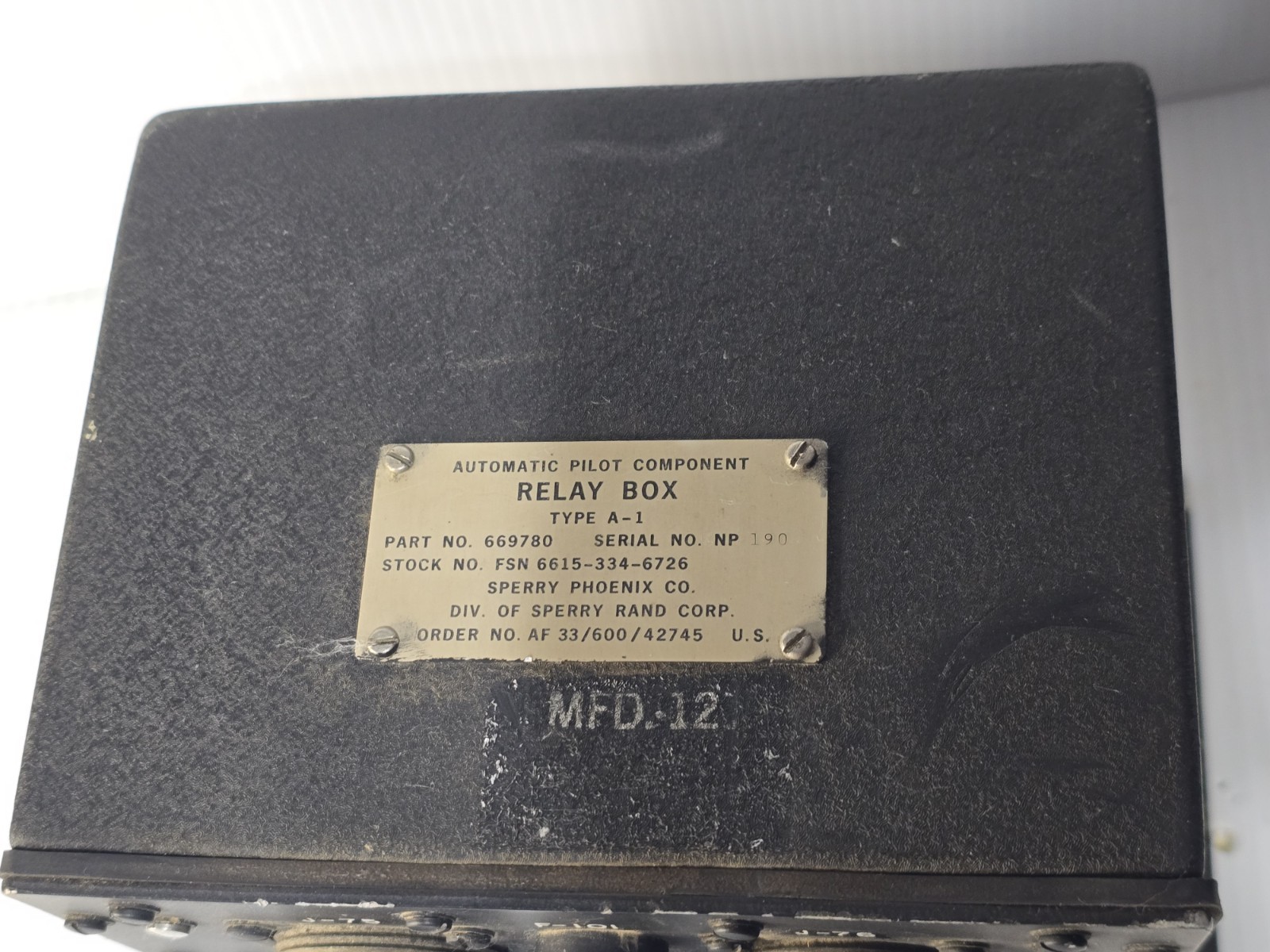 Sperry AUTHOMATIC PILOT Component RELAY BOX Type A-1, 669780 As Removed Untested