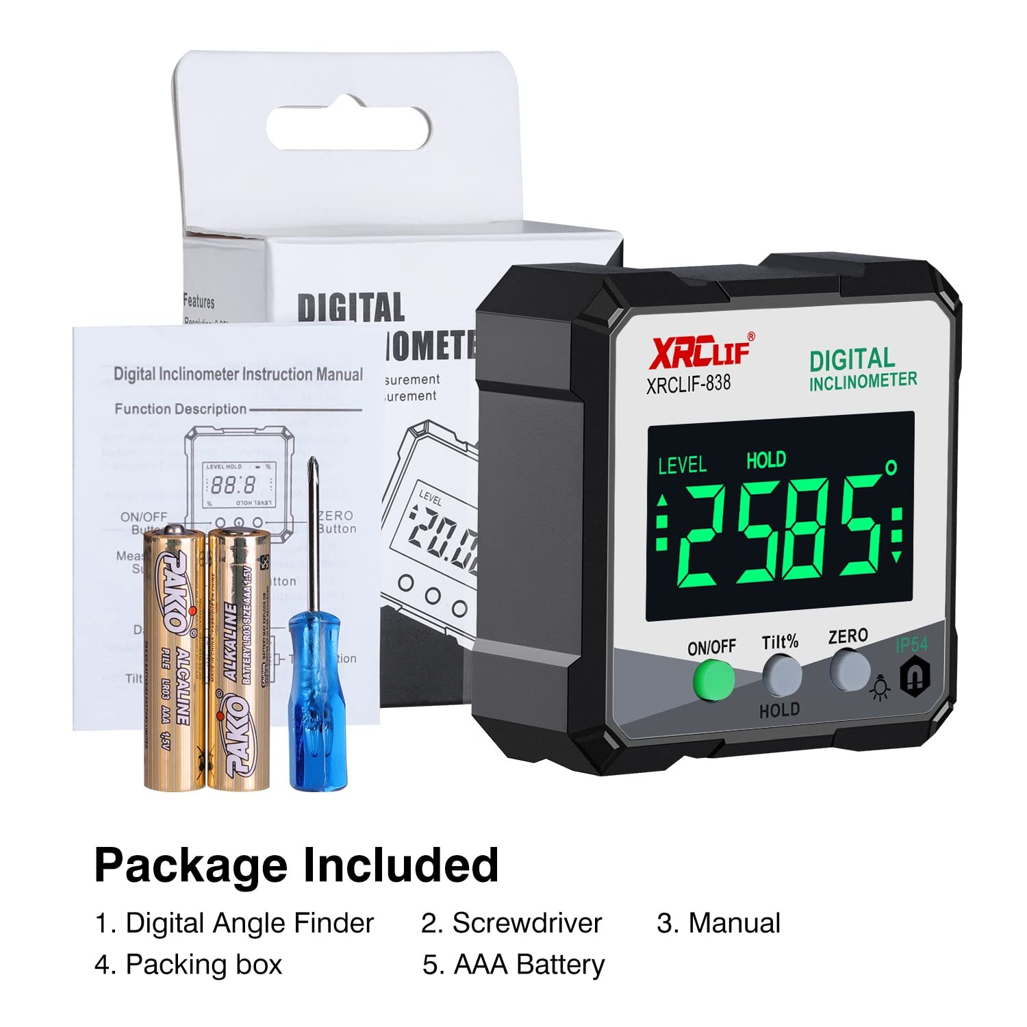 Digital Angle Gauge Meter, Magnetic Base Level Box Angle Finder Protractor Be...
