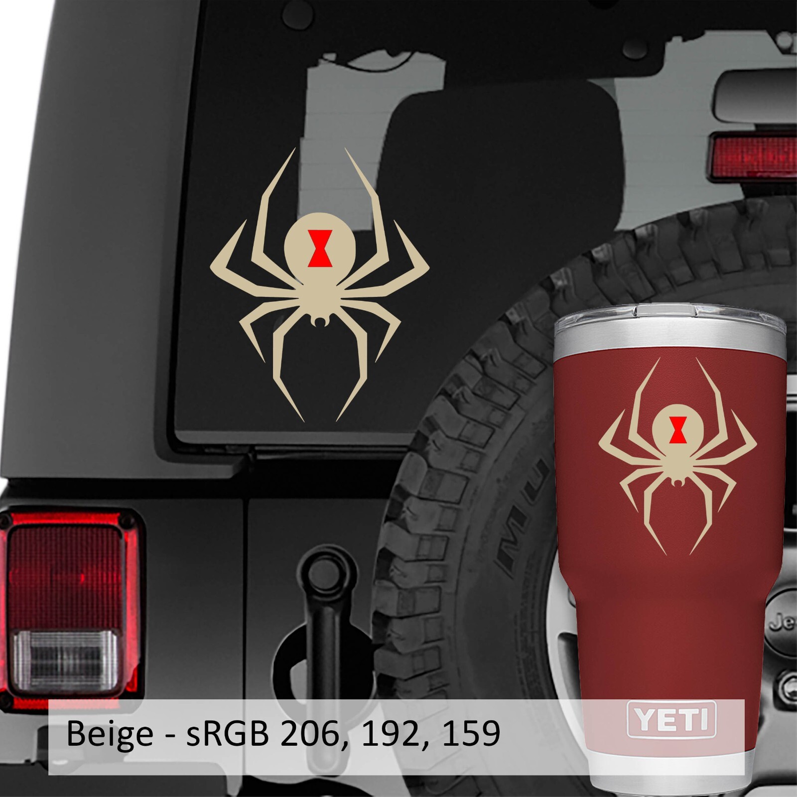 Black Widow Spider 2-Layered Vinyl Decal