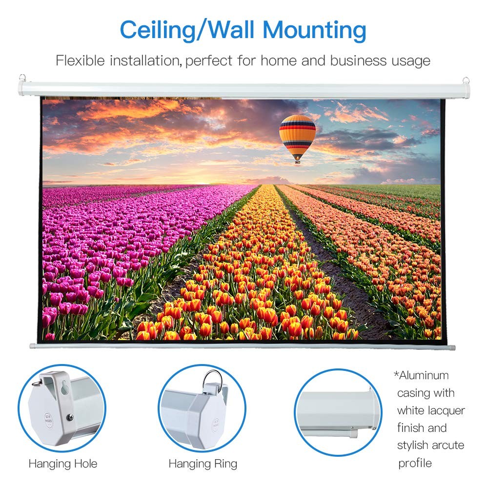 Auto Motorized Projector Screen with Remote Control, 120 inch, 4:3 Aspect Ratio,