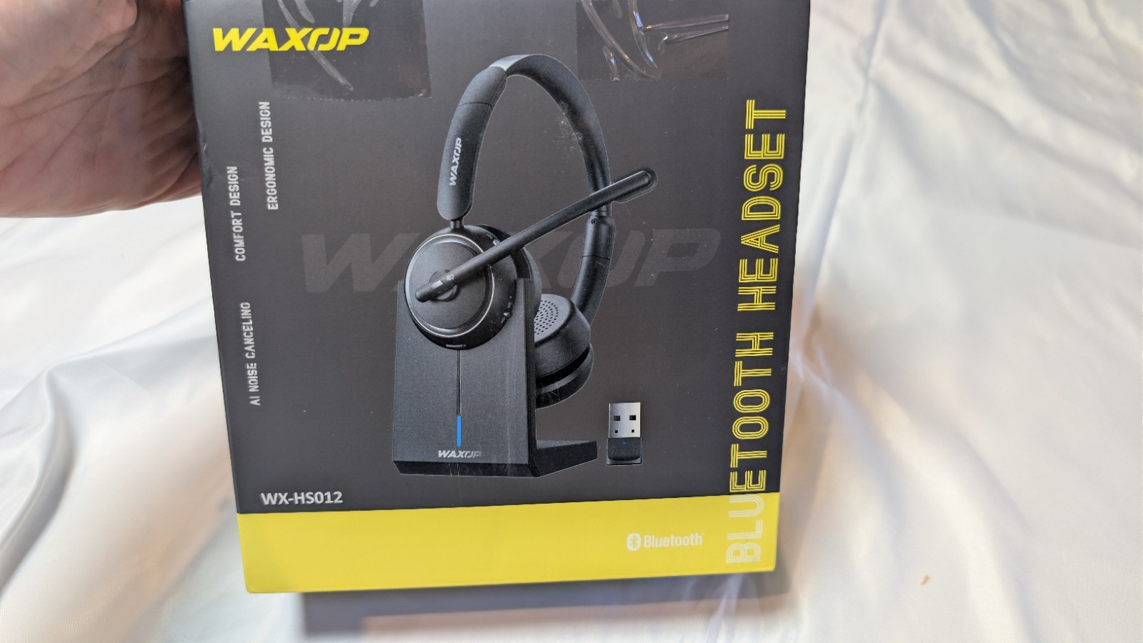 Waxop Wireless Headset For Work With Microphone And Noise Cancelling Black
