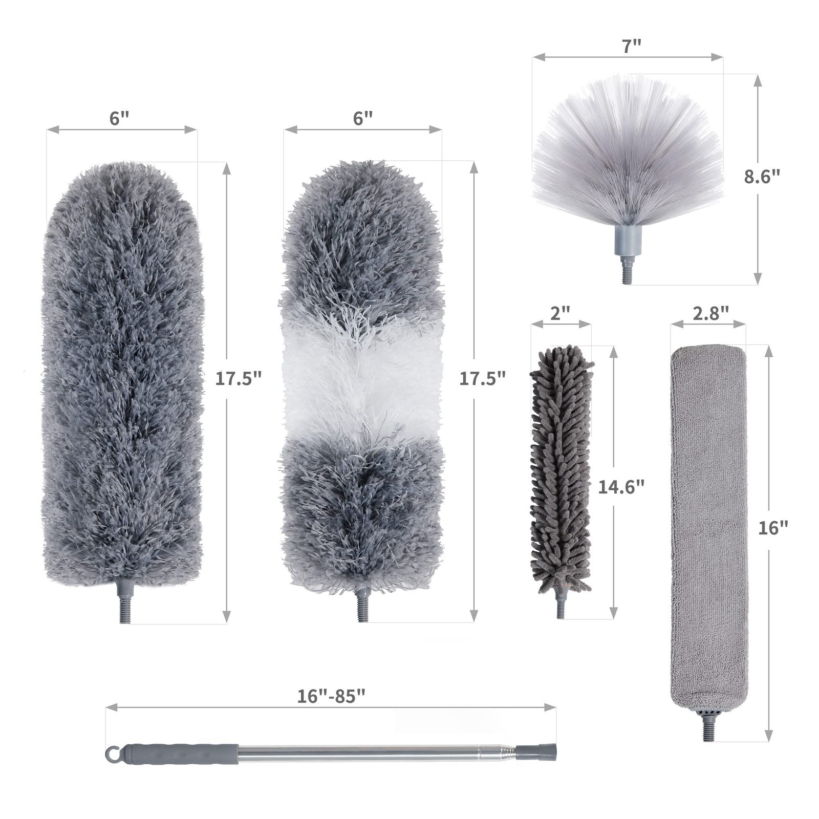 BOOMJOY Microfiber Feather Duster 7PCS, Bendable Dusters with 100 inches Exte...