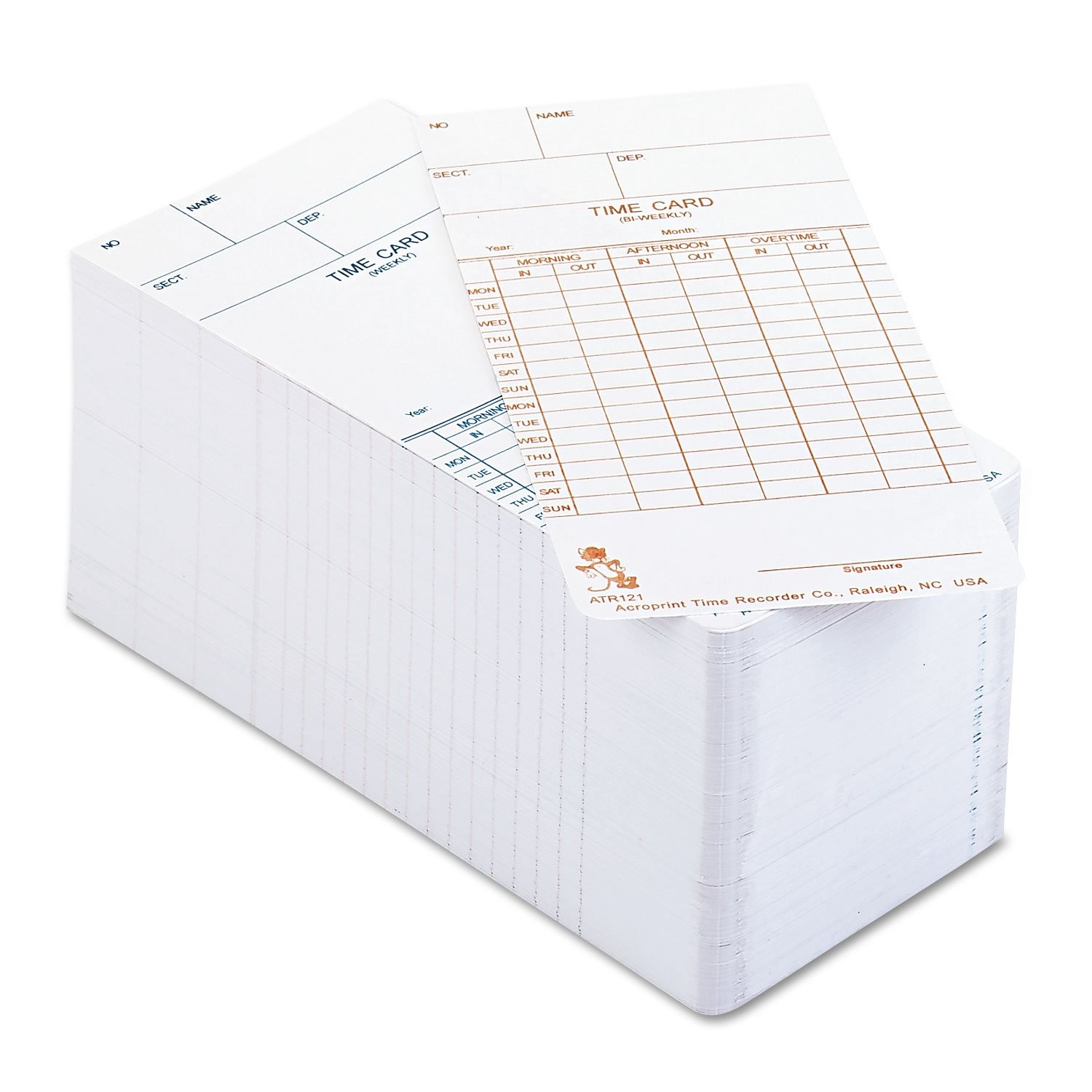 Acroprint ATR121 Weekly Biweekly Time Cards Pack of 250 for ATR120 Clock