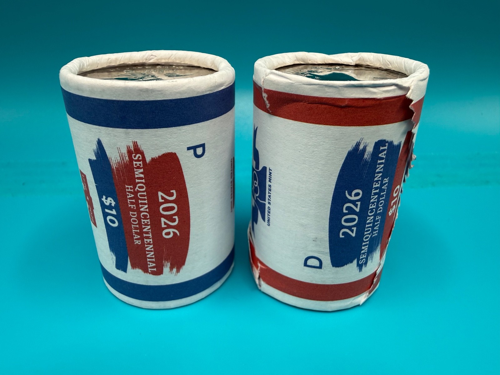 1776 ~ 2026 Half Dollar Enduring Liberty 2 ROLL P & D US MINT SET + COIN TUBES