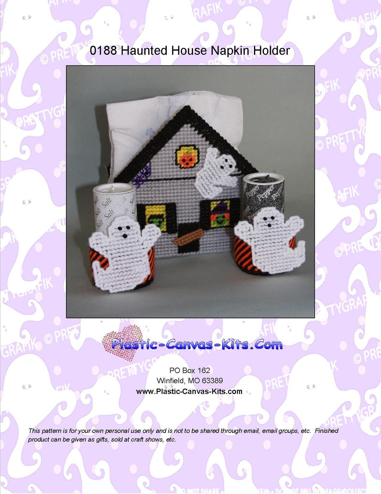 Halloween Haunted House Napkin Holder-Plastic Canvas Pattern or Kit