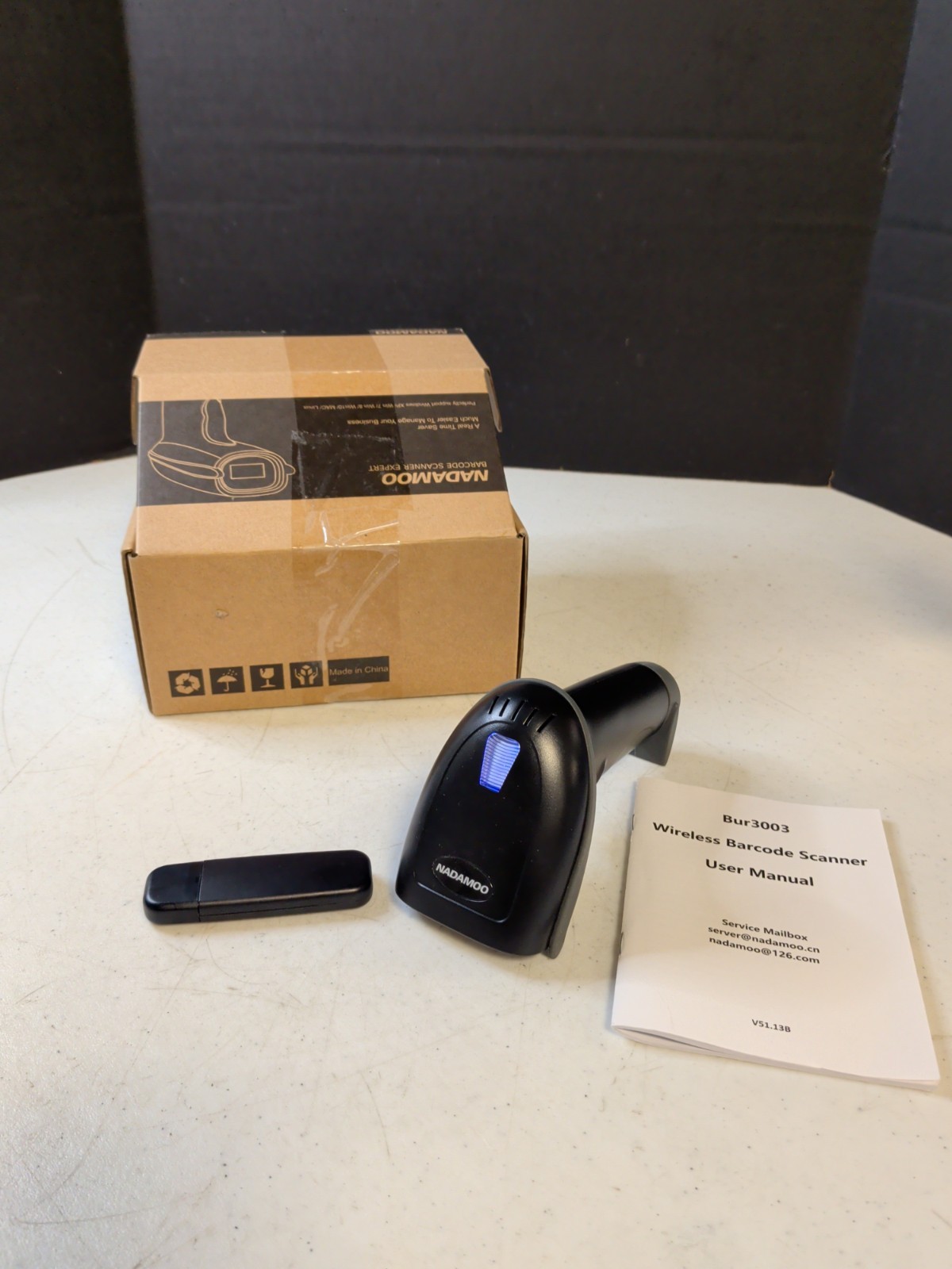 Namadoo Bur3003 Black Wireless Portable USB Cordless 1D Laser Barcode Scanner