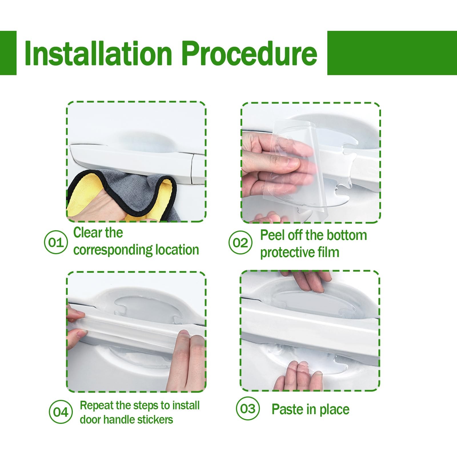 8Pcs 3D Transparent Car Door Handle Scratch Protector, Universal Bowl 8 pcs