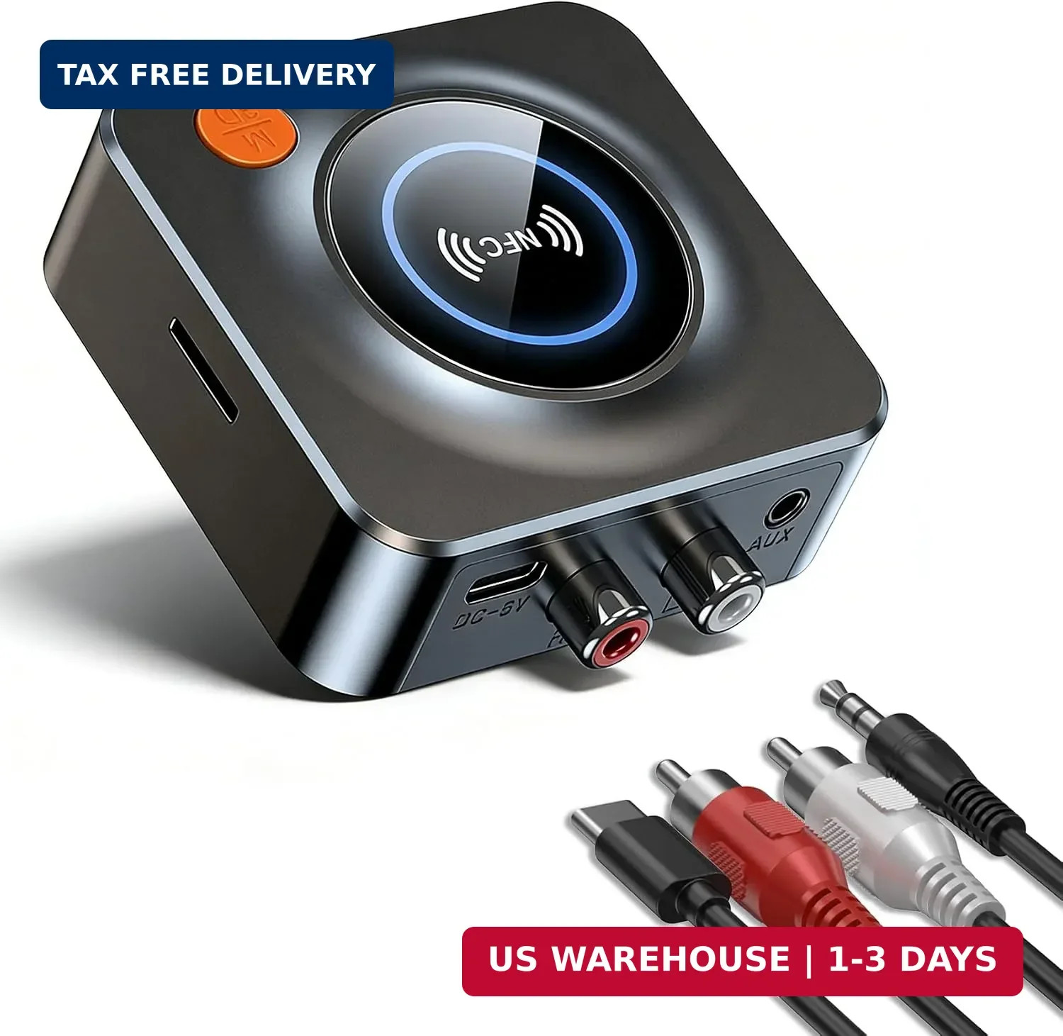 Bluetooth Receiver for Home Stereo, AUX RCA to Bluetooth Adapter | NFC Bluetooth