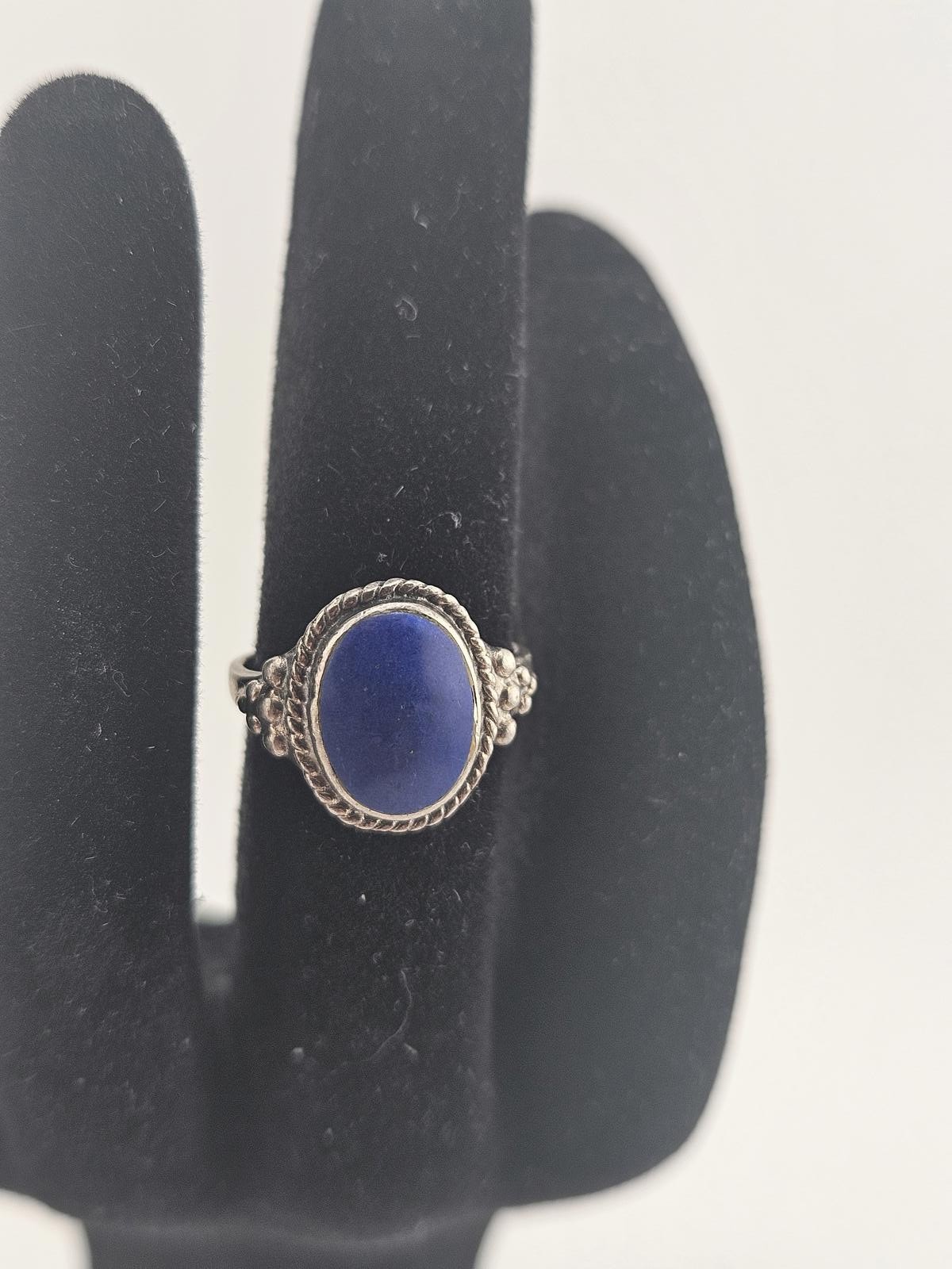 Vintage Sterling Silver Ring with Blue Lapis Oval Stone