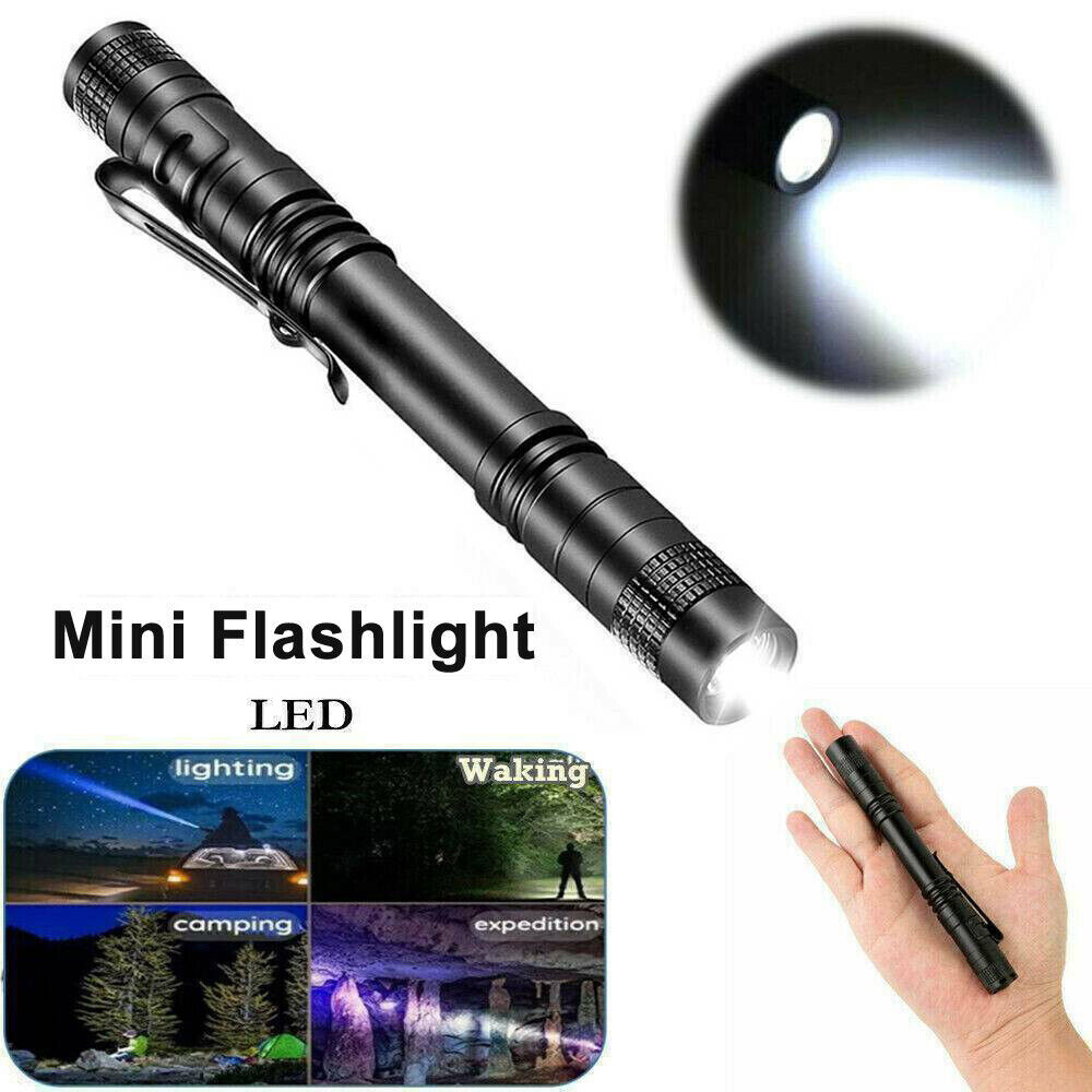 2PCS Mini Small Torch Super Bright LED Flashlight Penlight with Clip Pocket