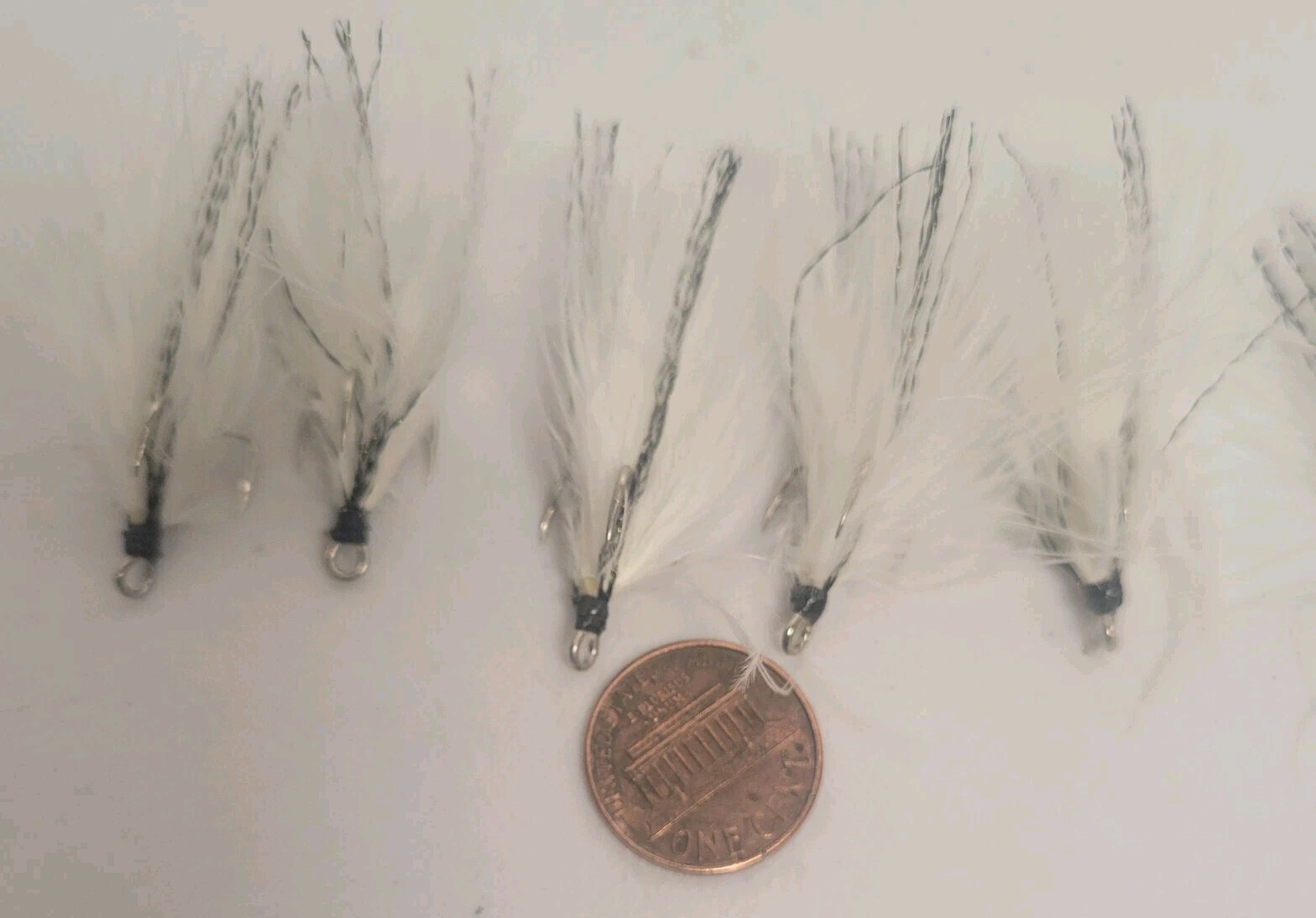 24 Dressed Treble Hooks with White & Black Feathers Hook size #8