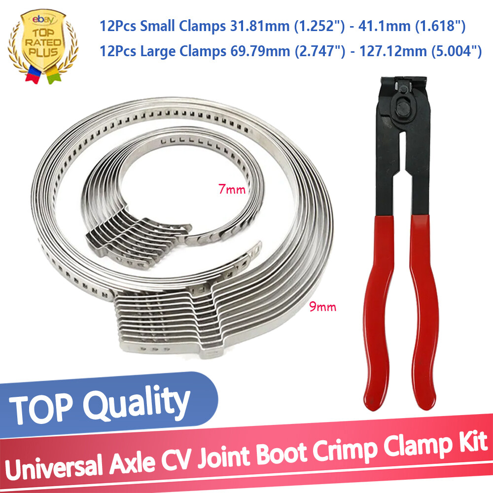 24 Pcs Universal Adjustable Axle CV Joint Boot Crimp Clamps W/ Clamp Pliers Tool