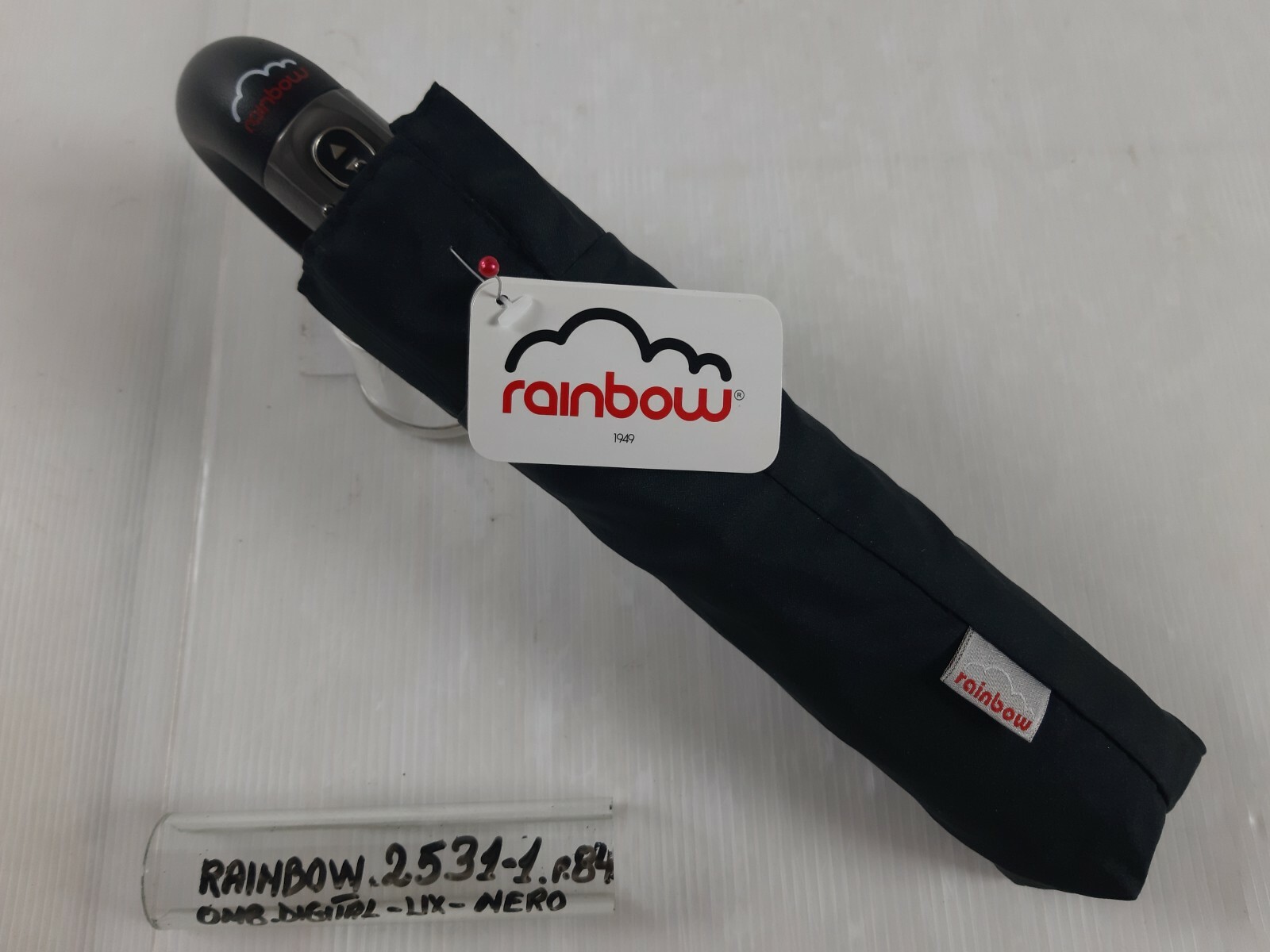 Unisex Mini Umbrella - Automatic - 8 Studs - Black - 25311 - Rainbow