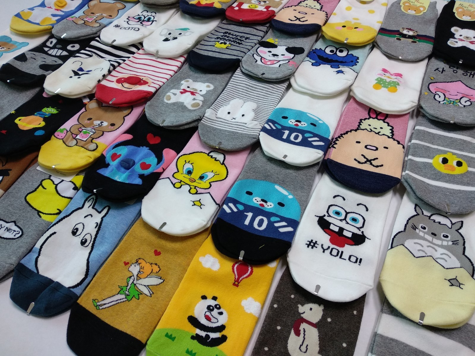 Korean Character Socks for Women 3,5,7,10,15Pairs Random Shipping, Made in Korea