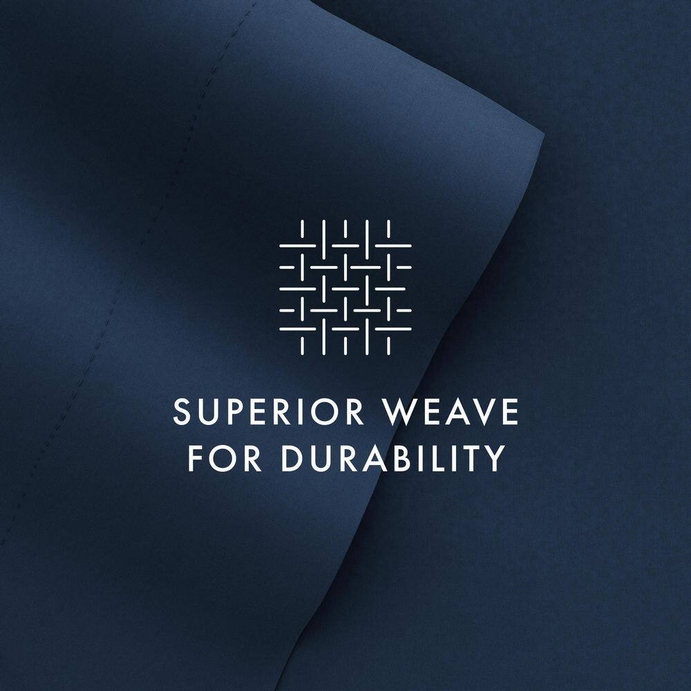 6-Piece Navy Solid Microfiber Twin XL Sheet Set