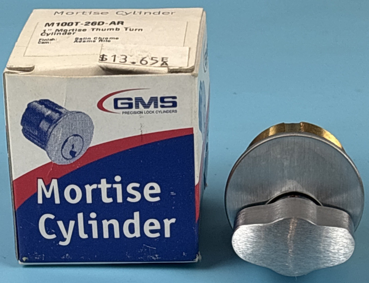 GMS M100T-26D 1" Mortise Thumb Turn Cylinder For Standard Deadbolts Satin Chrome