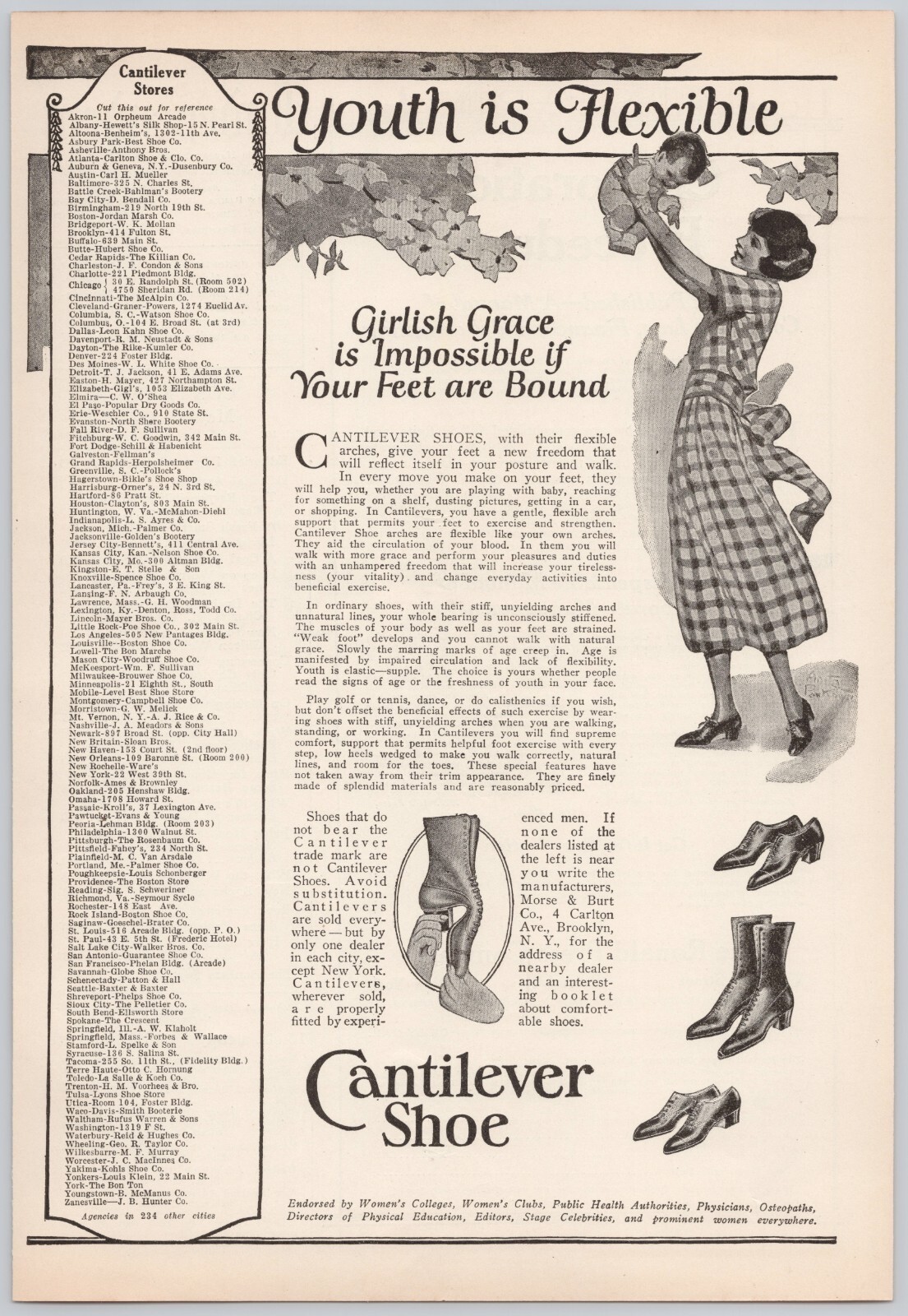 1922 CANTILEVER Shoe Woman with Baby art by Anita Parkhurst Wilcox Vtg Print Ad