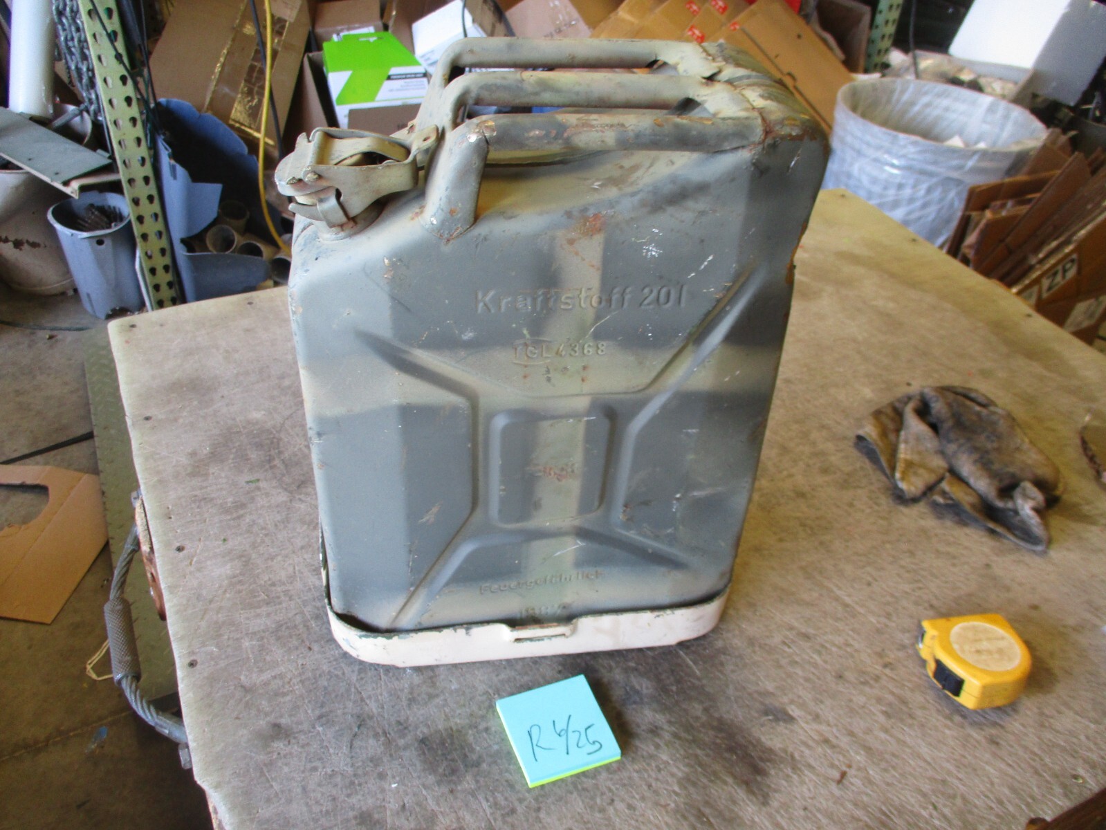 Used European 5-Gal Jerry Can w/US Can Holder, for Military Vehicle, Unimog etc.