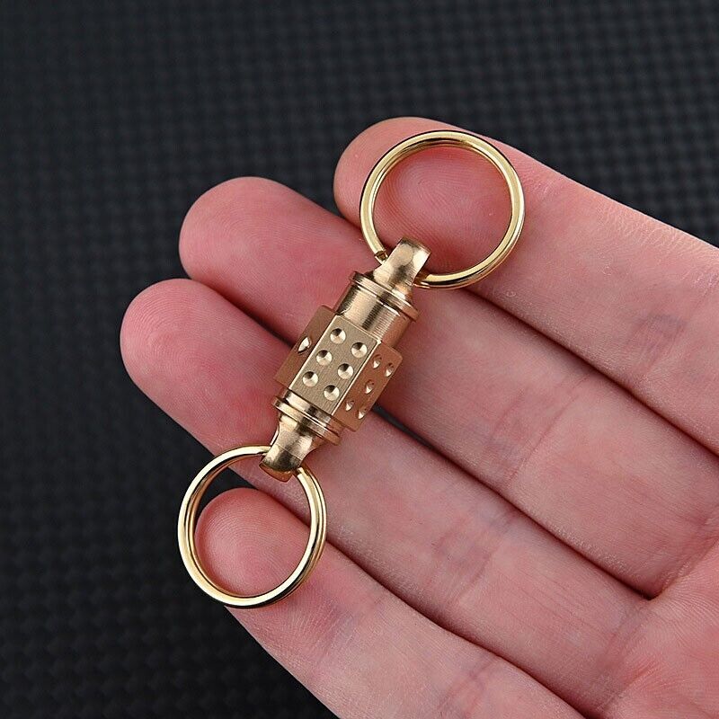 EDC Solid Brass Insert Buckle Gimbal Ring Portable Double Keychain Pendant Tool