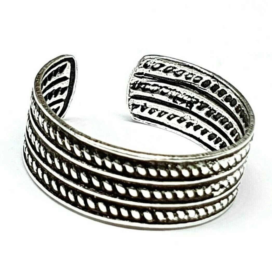 Toe Ring Celtic Rope 925 Silver Band Adjustable Saxon Style Braided Jewellery
