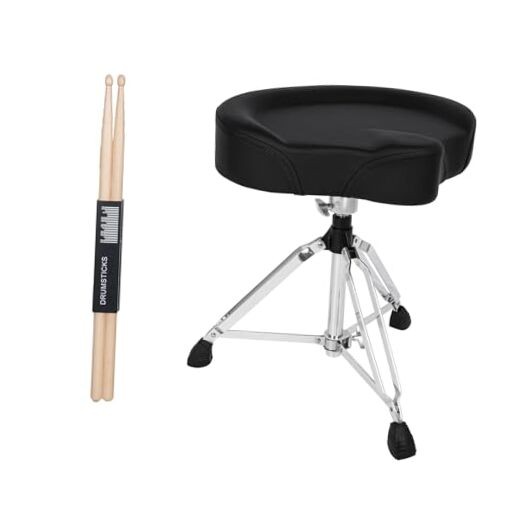 Saddle Drum Throne Seat, Swivel Adjustable Padded Drum Stool, Heavy SDB-30