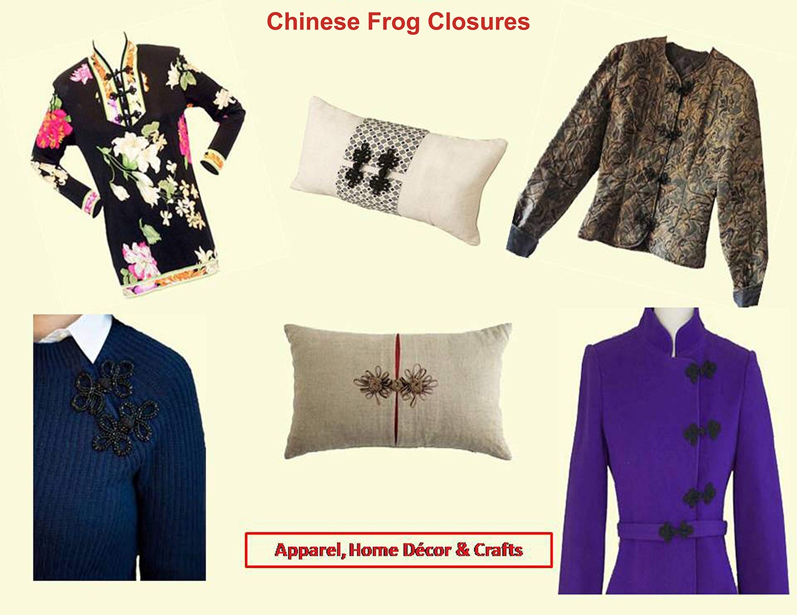 Chinese Frogs Button Closures Hook & Eye Fastener - Sewing #FG157, Navy Blue