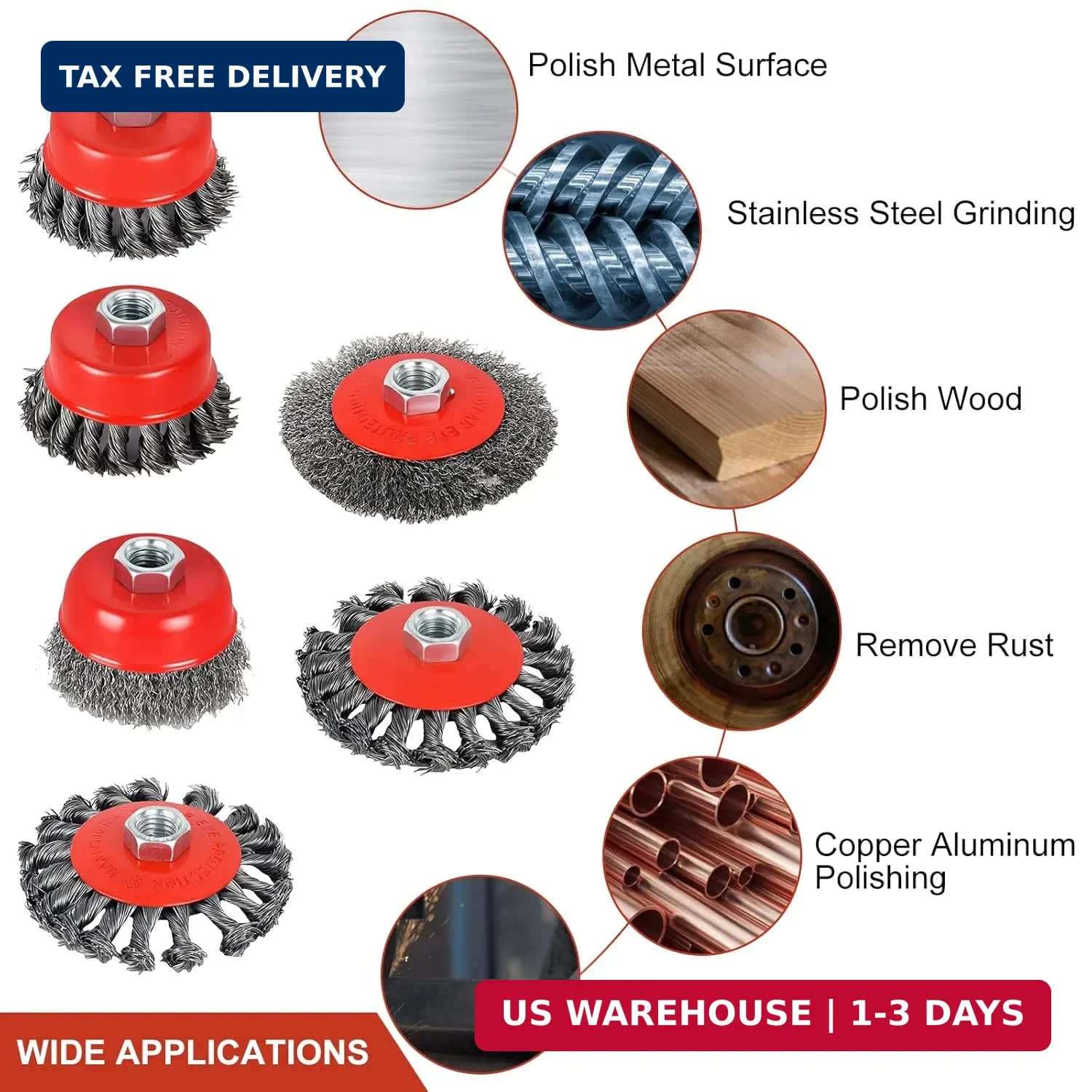 6-Piece, Angle Grinder Wire Wheel, 4 1/2" Angle Grinder Attachments, Wire Wheel,