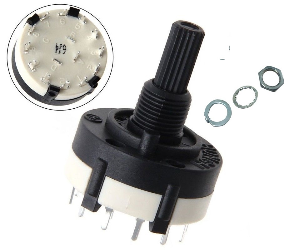 2pcs AC 125V RS26 1 Pole Position 12 Switch Band Rotary Channel Thread Plastic S