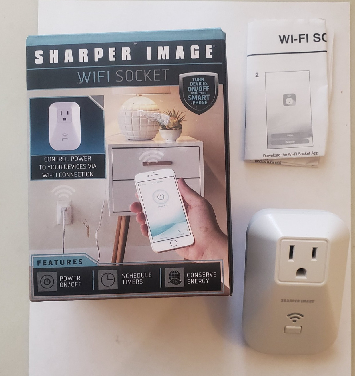 Sharper Image, Wi-Fi Socket Outlet Smart Wireless, iPhone Android, New Open Box