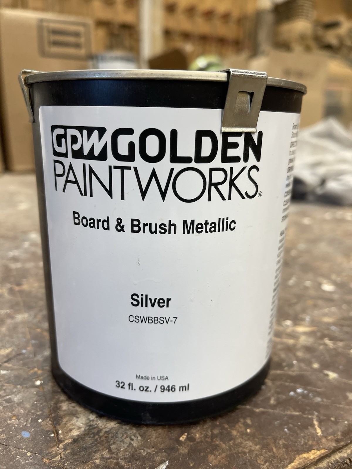 Quart Golden Paint Works Silver Metallic Board & Brush Paint