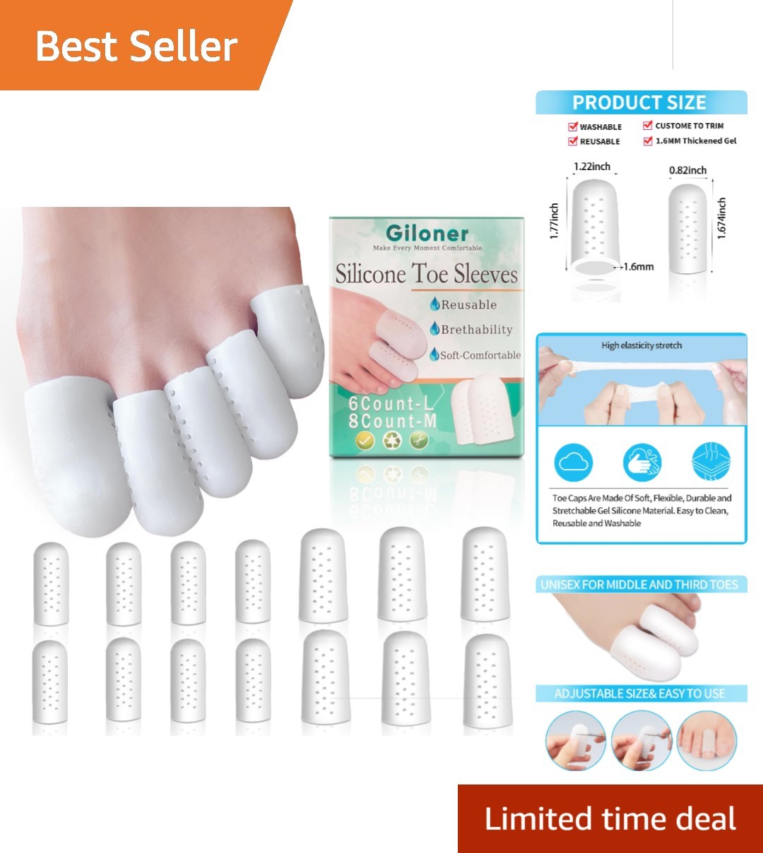 Toe Care Revolution: 14-Piece Gel Sleeve Set for Women - Ultimate Protection
