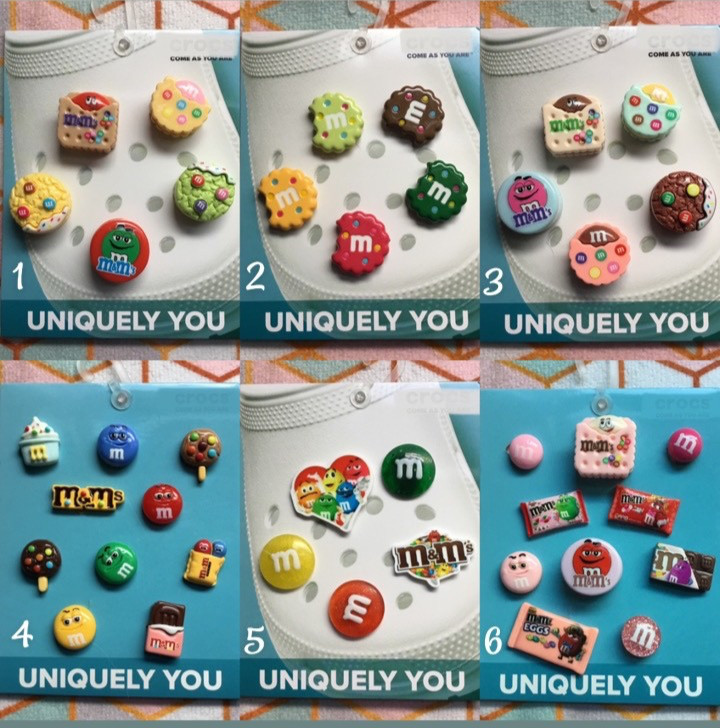 Handmade 5 10 pack m&m chocolate m&m’s candy cookie shoe charms set