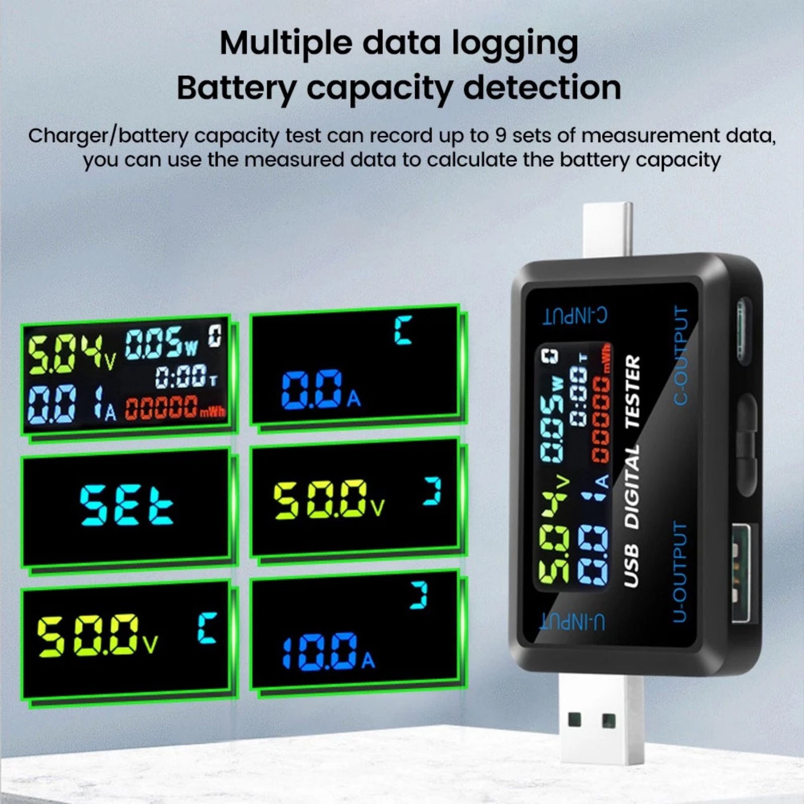Portable USB Type C Voltmeter Current Meter with 5A Interface for Device Testing