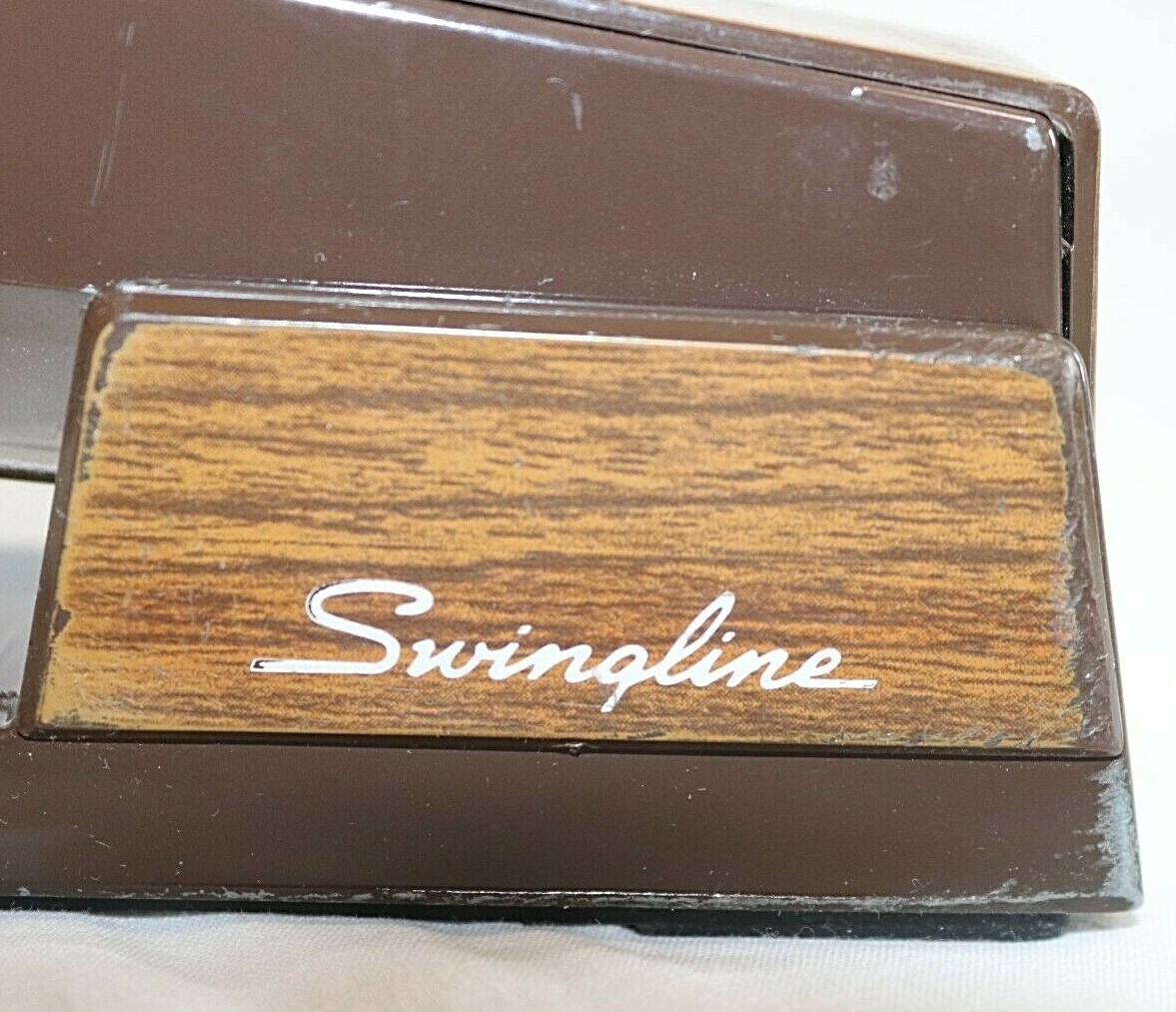 Vintage Heavy Duty 7 1/8" Swingline 767 Brown Enamel Woodgrain Stapler USA