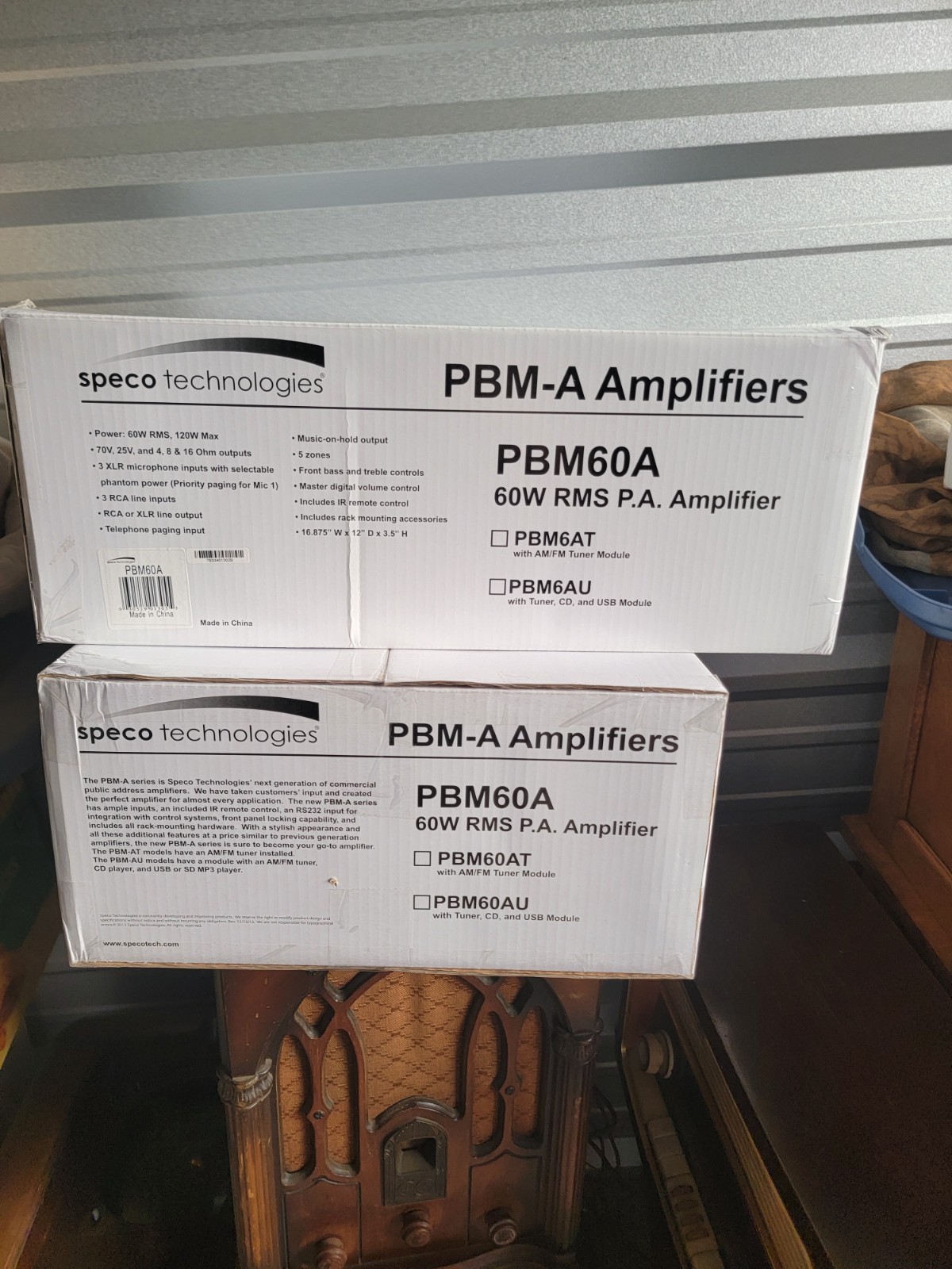 Pair Of BRAND NEW IN BOX Speco PBM60A Amplifiers - 120 W RMS