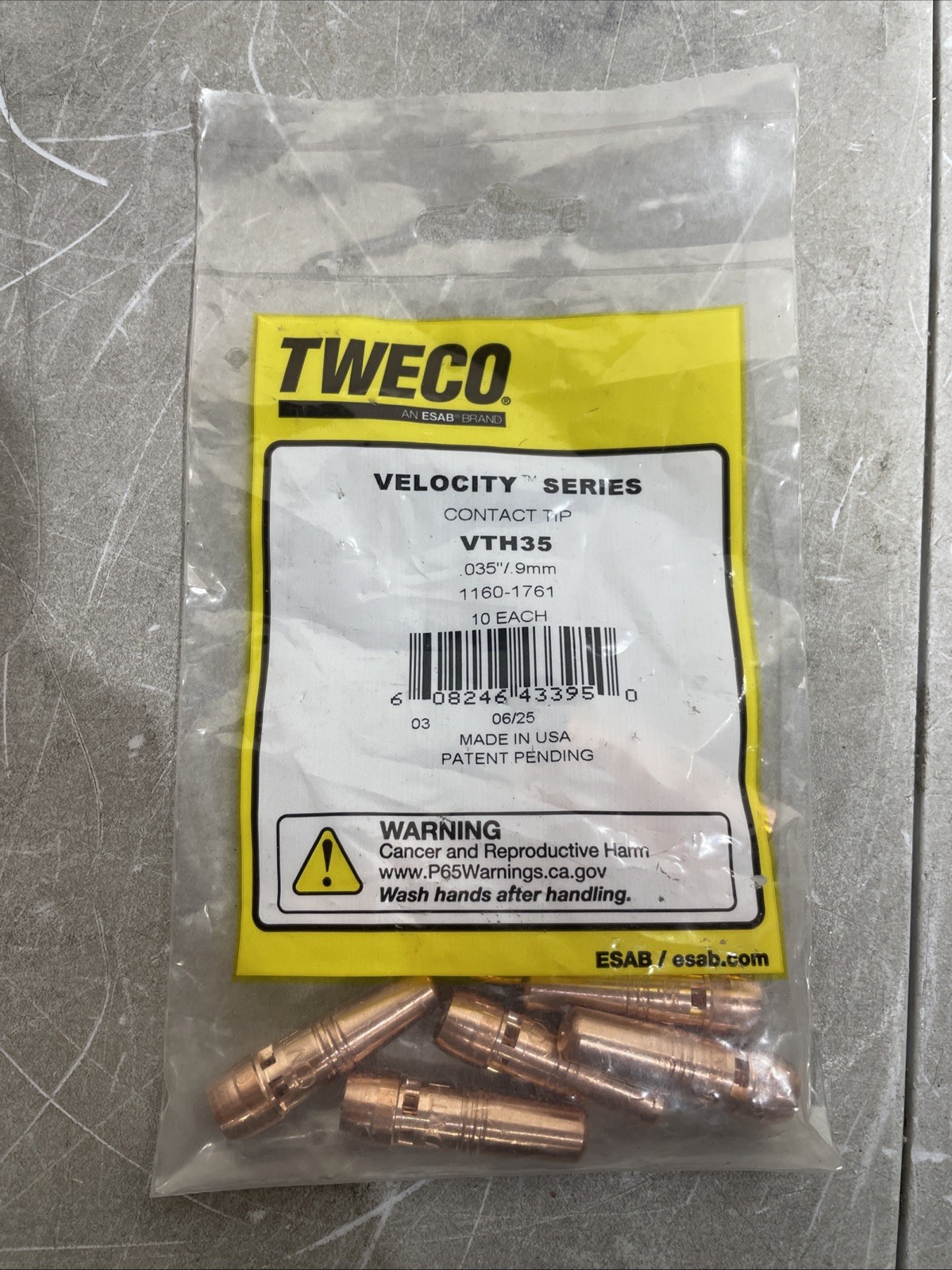 10 pk genuine TWECO VTH35 Velocity Series CONTACT TIPS ---- 1160-1761 .035” .9mm