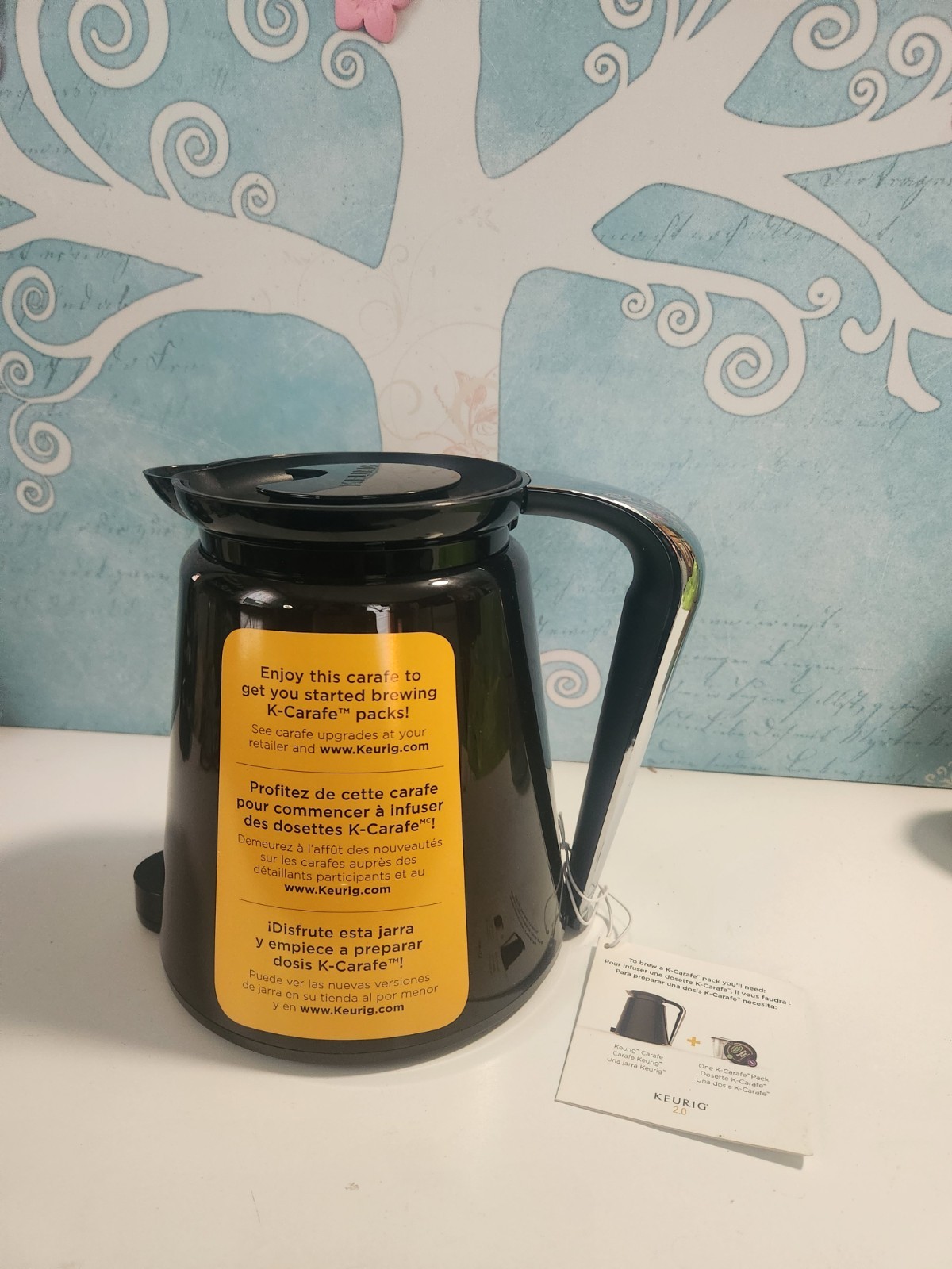 KEURIG 2.0 K-Carafe THERMAL Coffee Pot Black Silver Handle 4 Cup 32oz