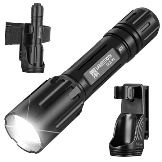 2200 High Lumens Tactical Police Flashlight with Duty Belt Holster,