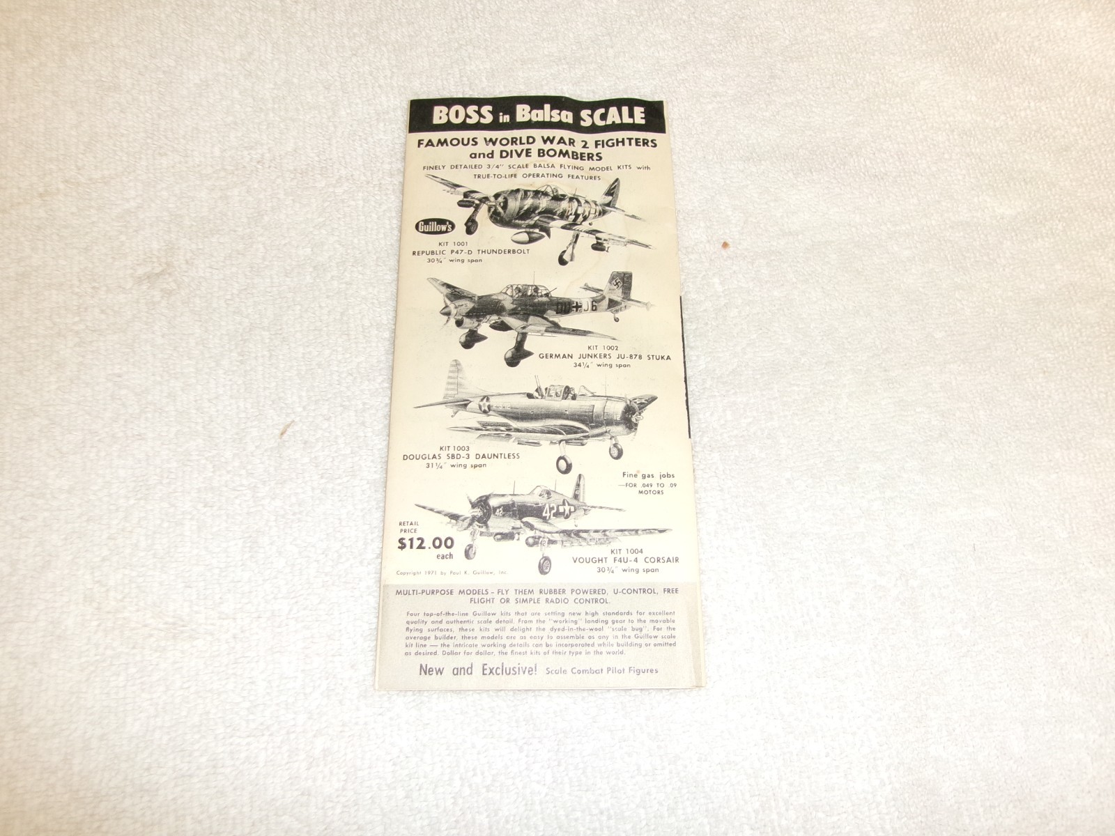 Vintage Guillows Model Remote Control Aircraft Catalog 1971