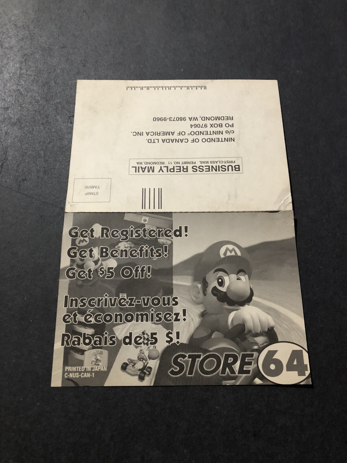 Nintendo 64 Registration card insert Canada