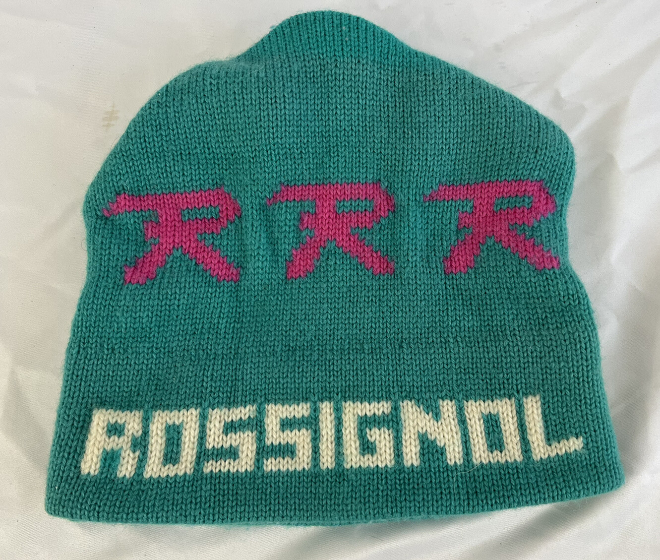 Vintage 1980's ROSSIGNOL Wool Ski Hat, Knit Beanie - Ski Snowboard Retro - USA
