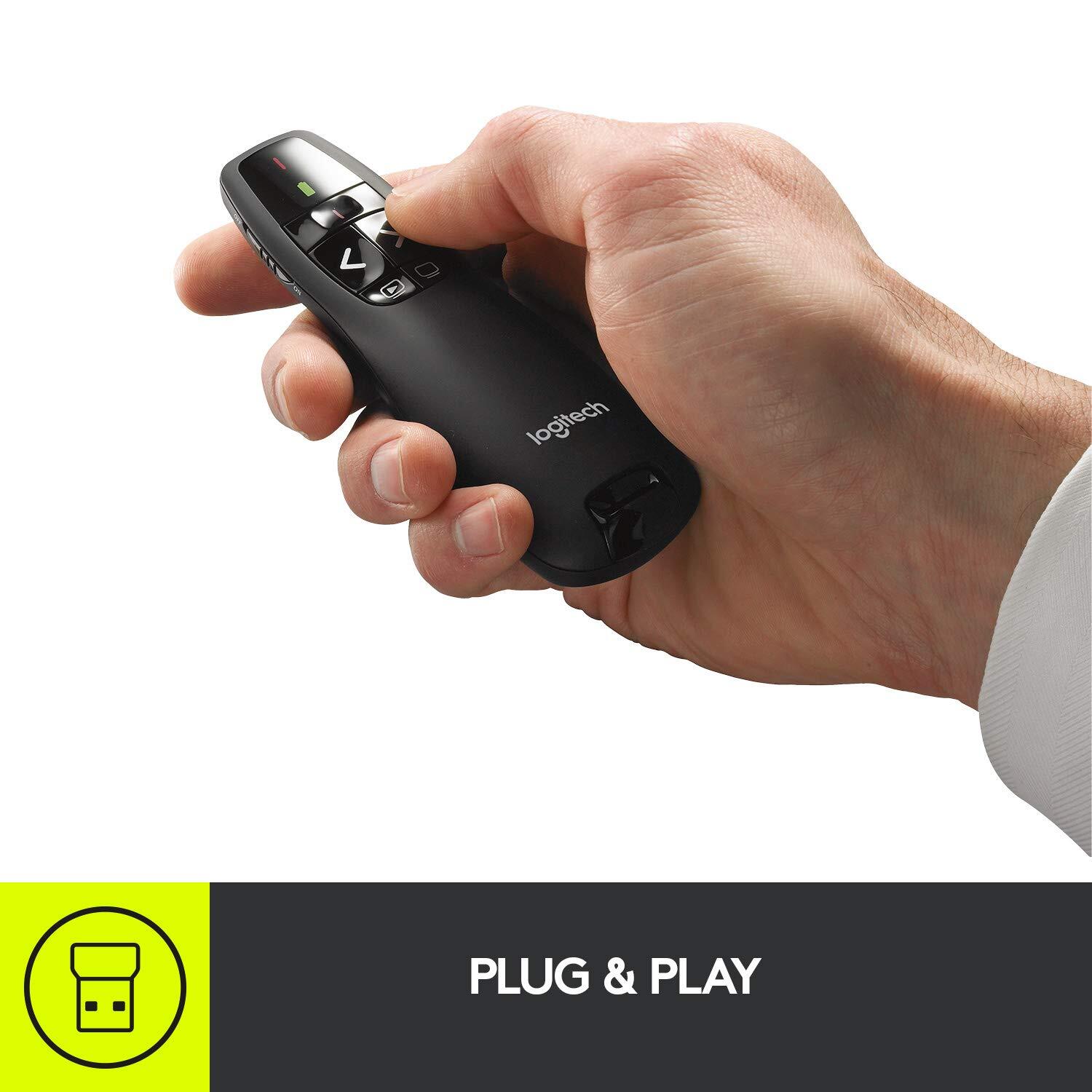 Logitech Wireless Presenter R400 with Red Laser Pointer and USB Receiver