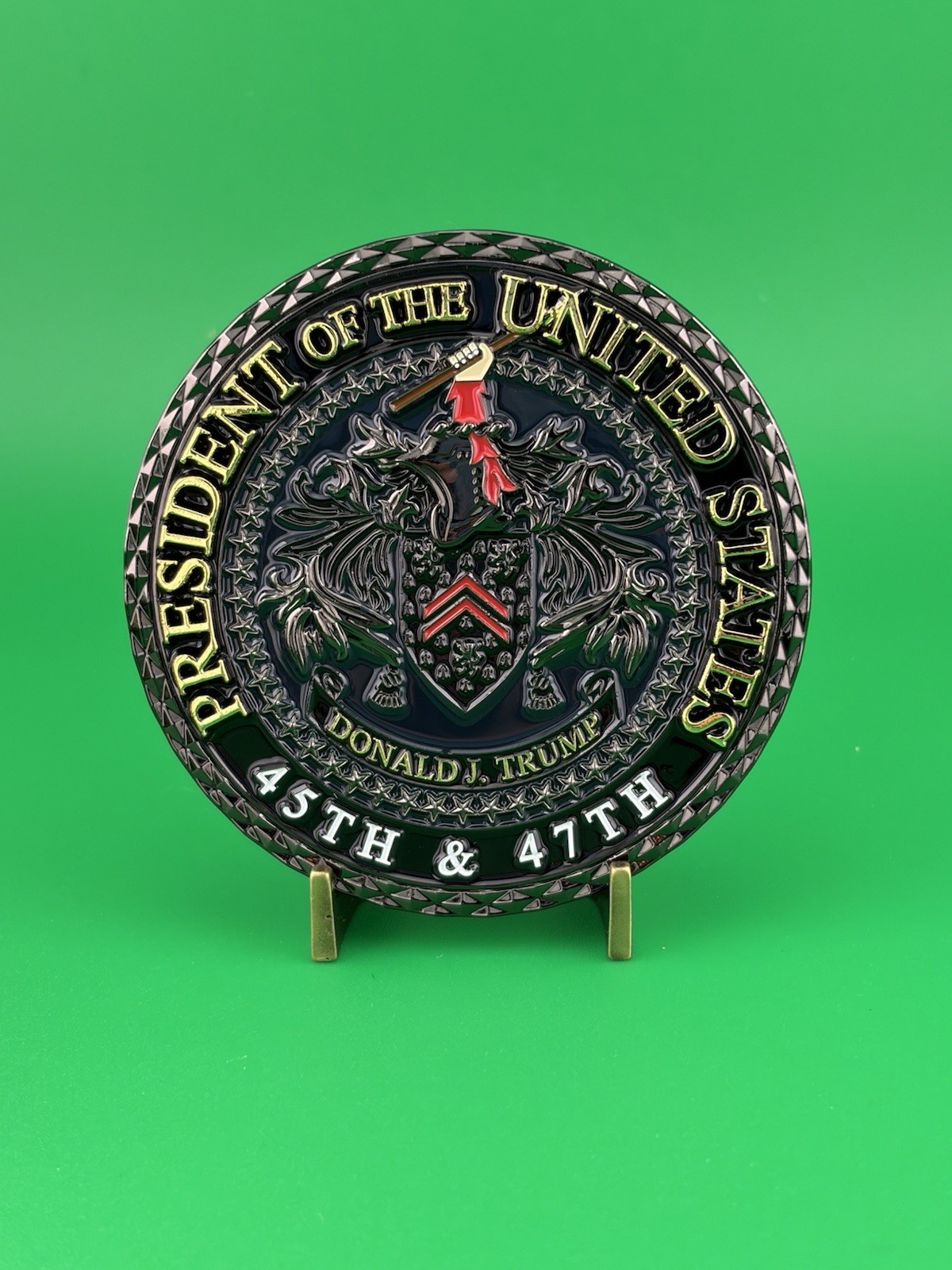 President Trump Challenge Coin, Dark Version. 3” Heavy 3D Coin