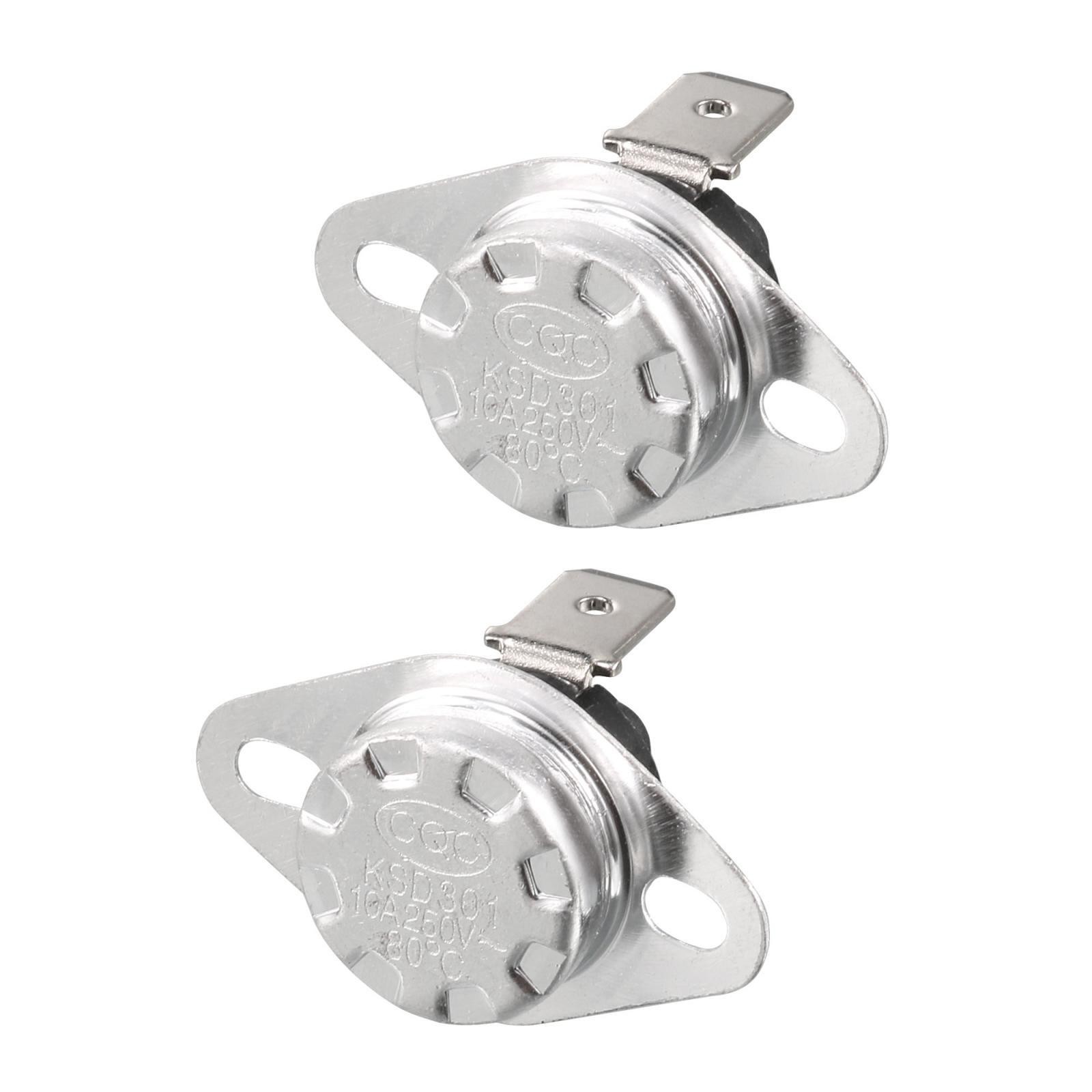 2Pcs 80 Celsius 250V AC 10A Normal Closed Thermostat Switch KSD301