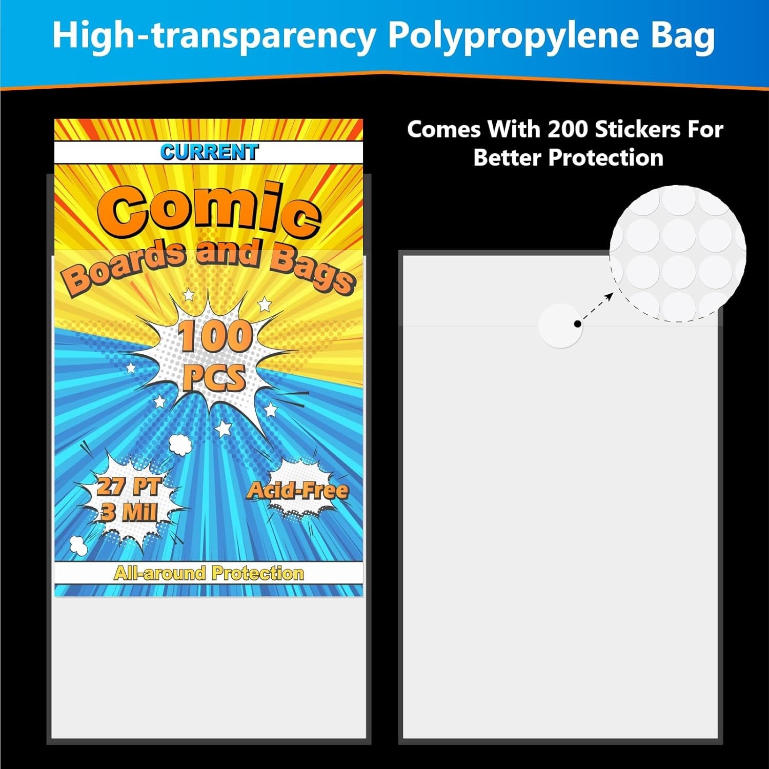 Comic Book Bags and Boards 100 Comic Book Sleeves and 100 Comic Book Boards, ...