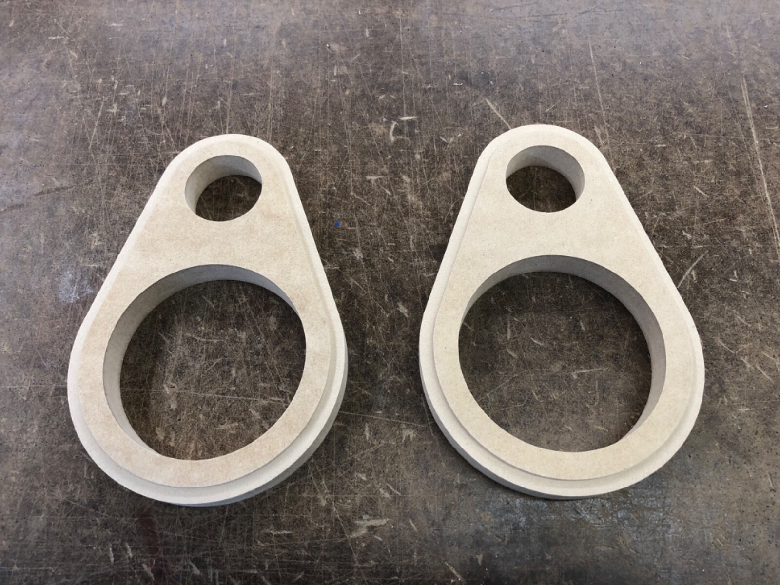 MDF teardrop rings, for JL Audio C5 4” midrange and C5 tweeter component mount