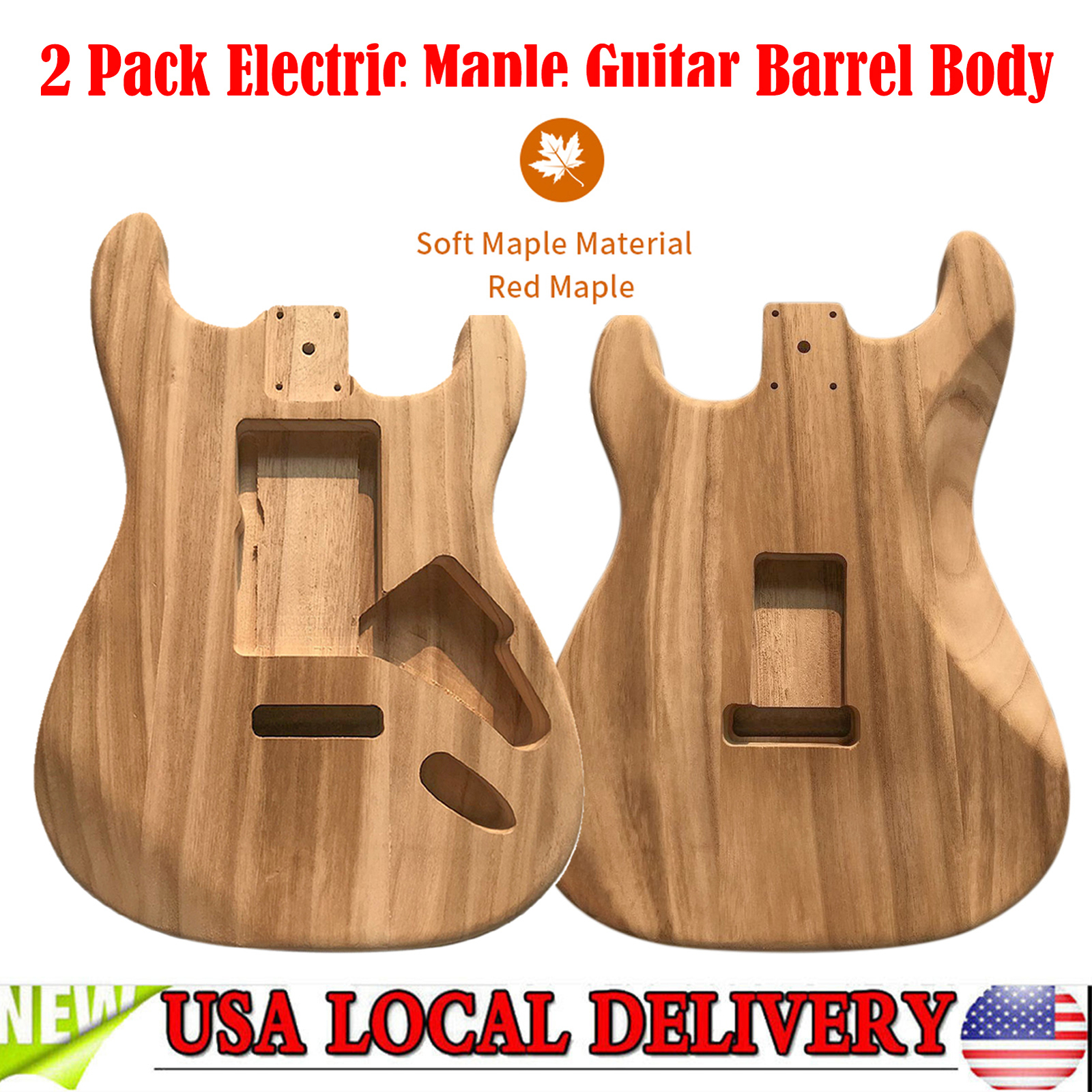 2 Pack DIY Guitar Body Maple Wood Barrel fit for Strat ST Electric Guitar Y6F8